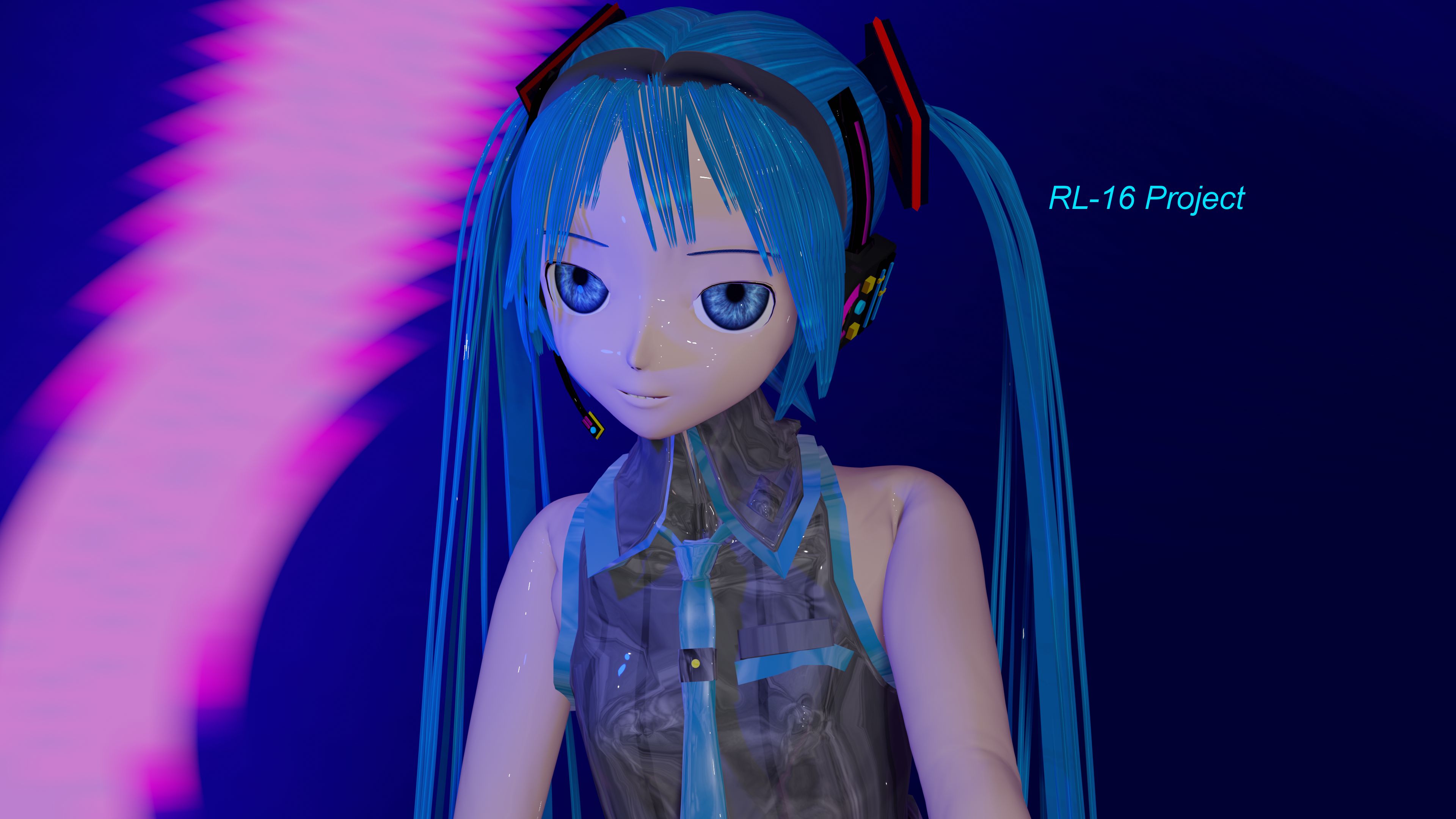 Handy-Wallpaper Vocaloid, Mixer, Blaue Augen, Blaue Haare, Hatsune Miku, Animes, Lange Haare, Blender 3D kostenlos herunterladen.