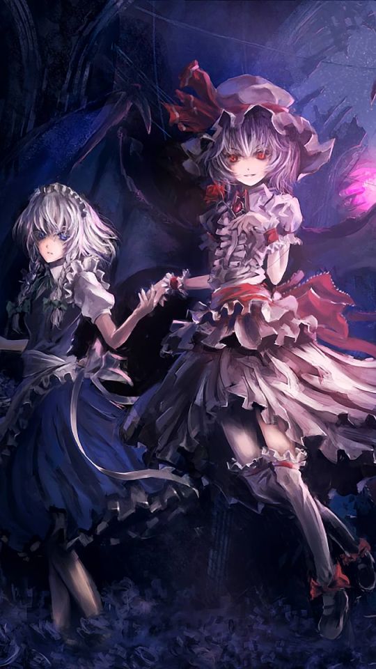 Download mobile wallpaper Anime, Night, Remilia Scarlet, Touhou, Sakuya Izayoi for free.