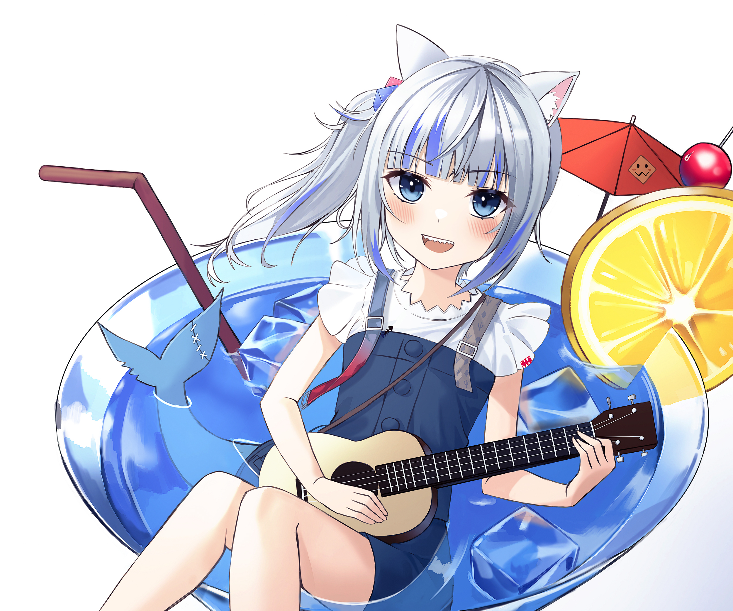 Download mobile wallpaper Anime, Guitar, Virtual Youtuber, Hololive, Gawr Gura for free.
