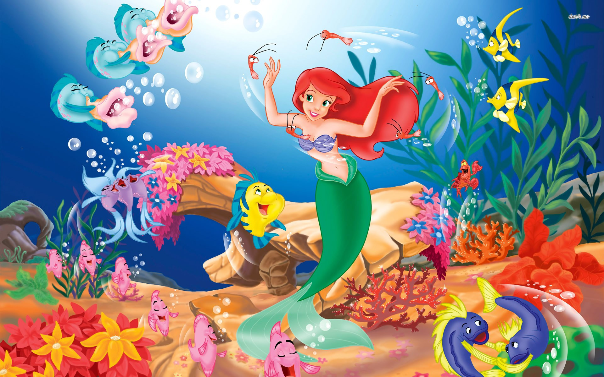 the little mermaid, flounder (the little mermaid), movie, the little mermaid (1989), ariel (the little mermaid), fish, mermaid, red hair, sebastian (the little mermaid)