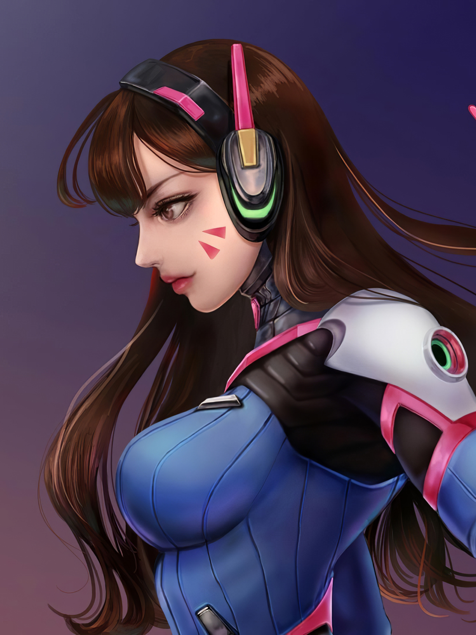 Handy-Wallpaper Overwatch, Computerspiele, Lange Haare, Braune Haare, Frau Krieger, D Va (Overwatch) kostenlos herunterladen.