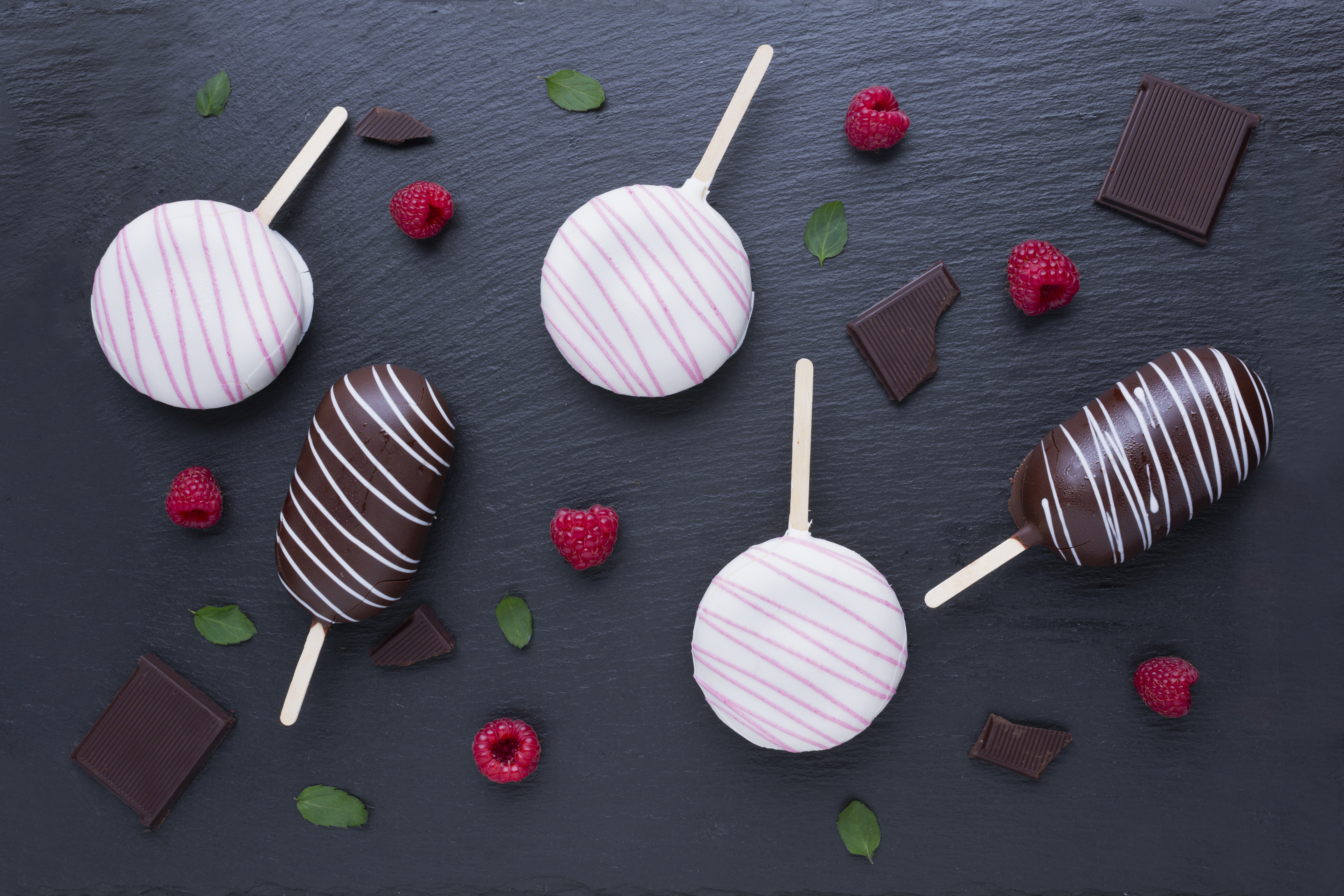 Download mobile wallpaper Food, Chocolate, Raspberry, Ice Cream, Berry, Popsicle for free.