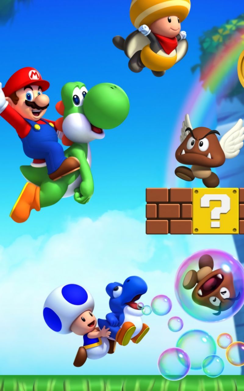Téléchargez des papiers peints mobile Mario, Jeux Vidéo, Nintendo, Goomba, Yoshi, New Sûpâ Mario Burazâzu U gratuitement.