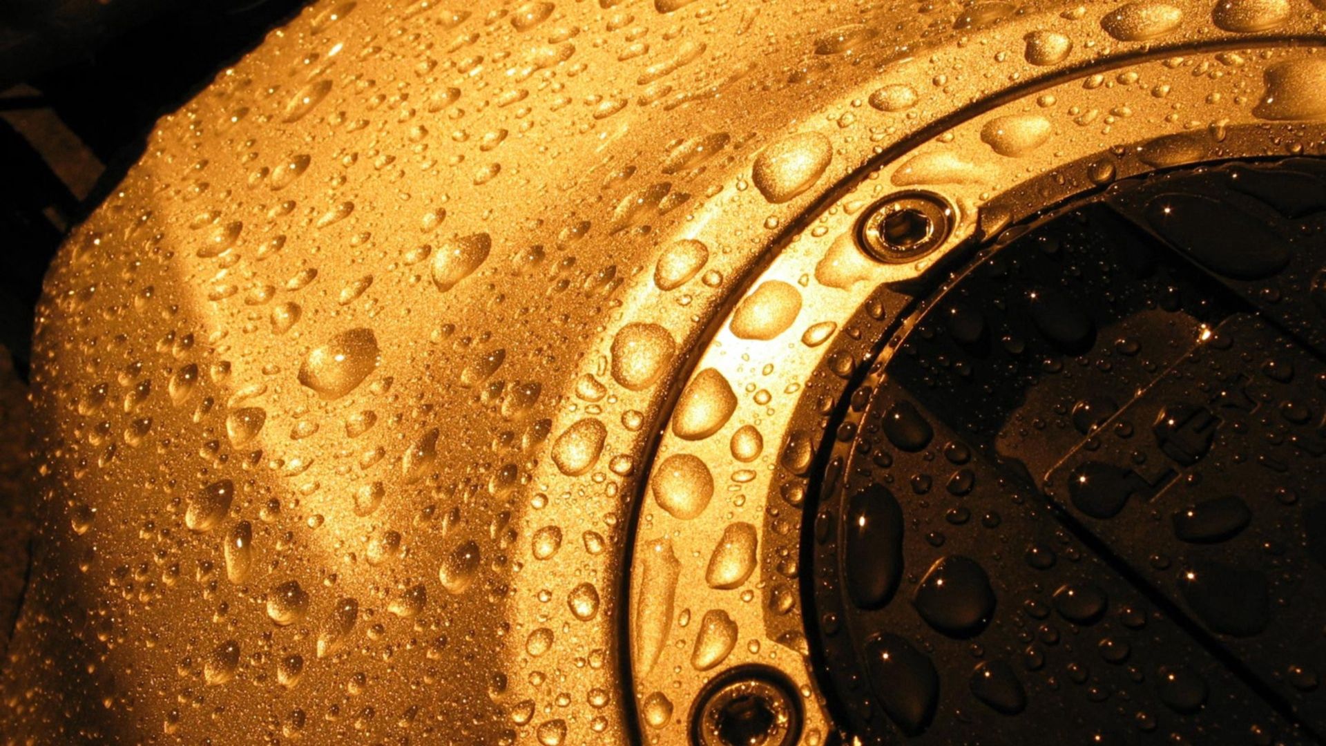 Free download wallpaper Surface, Gold, Drops, Water, Macro on your PC desktop