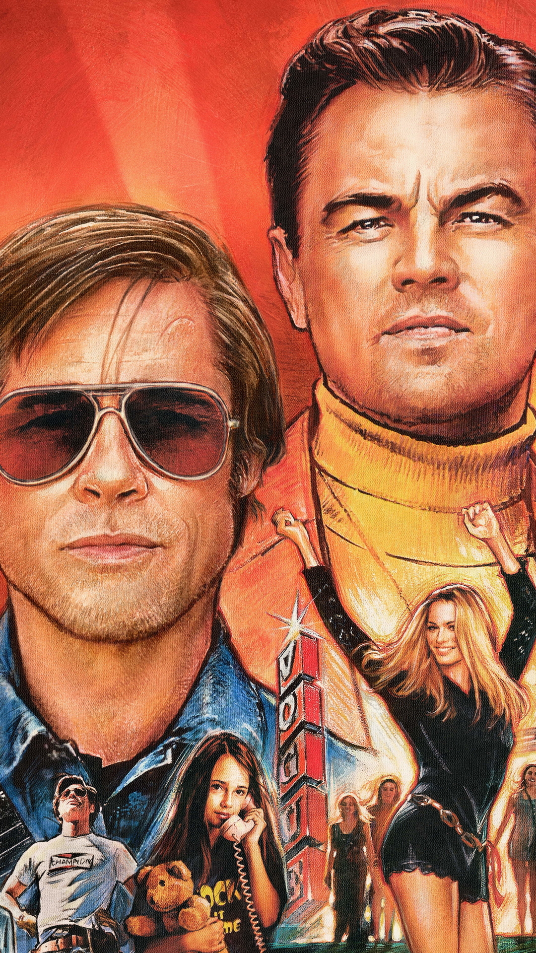 movie, once upon a time in hollywood, leonardo dicaprio, brad pitt, margot robbie HD wallpaper