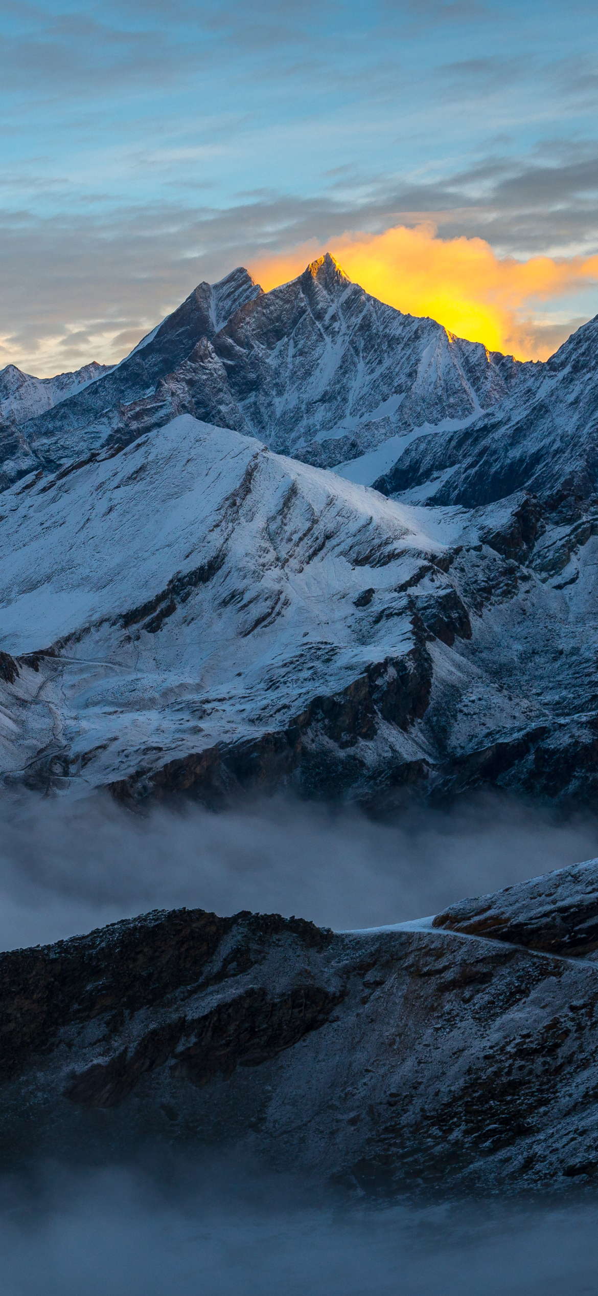 無料モバイル壁紙風景, 霧, アルプス, 地球, スイス, 山岳, サミット, アルプス山をダウンロードします。