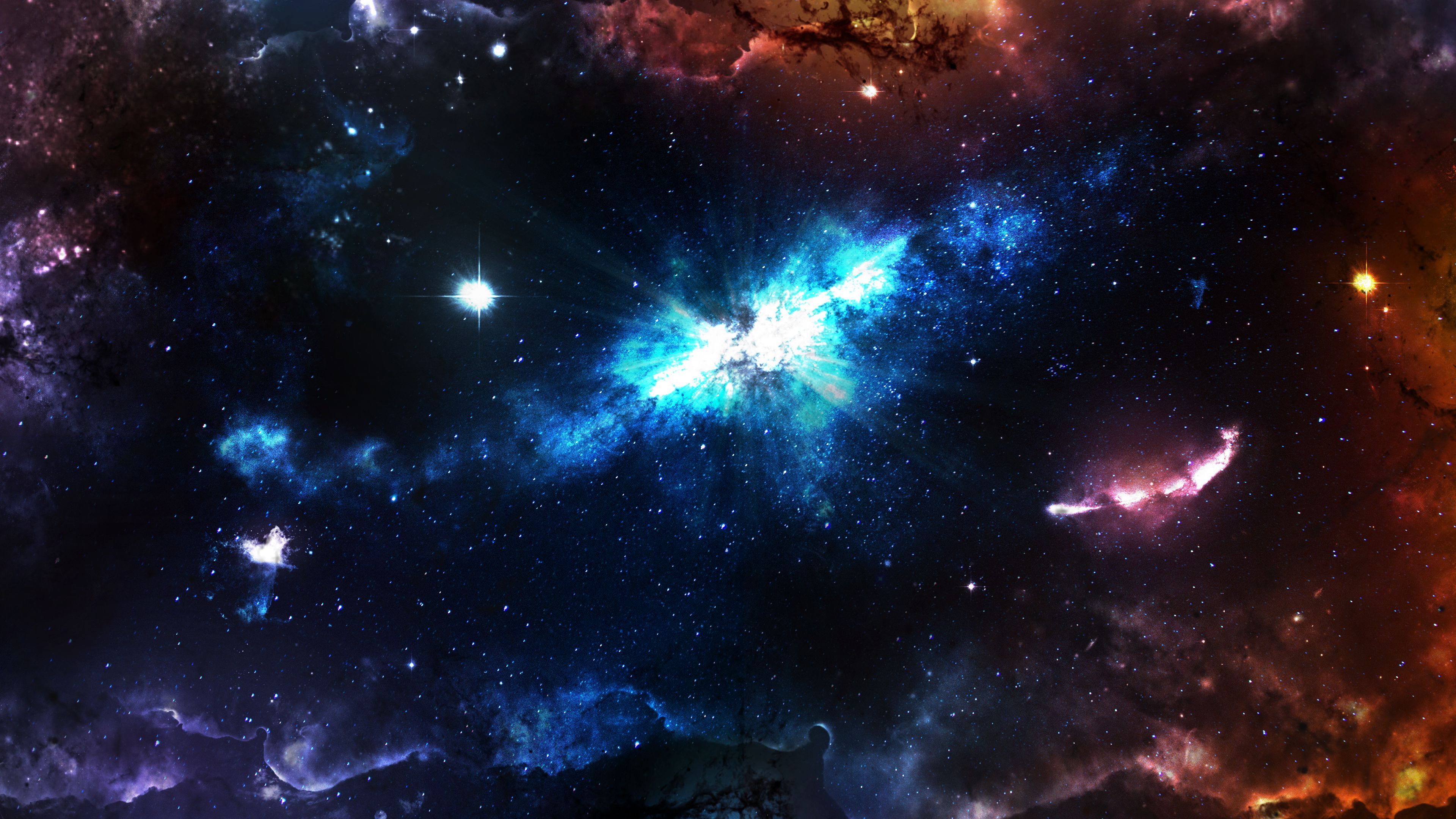 stars, galaxy, universe, multicolored, motley, nebula 4K, Ultra HD