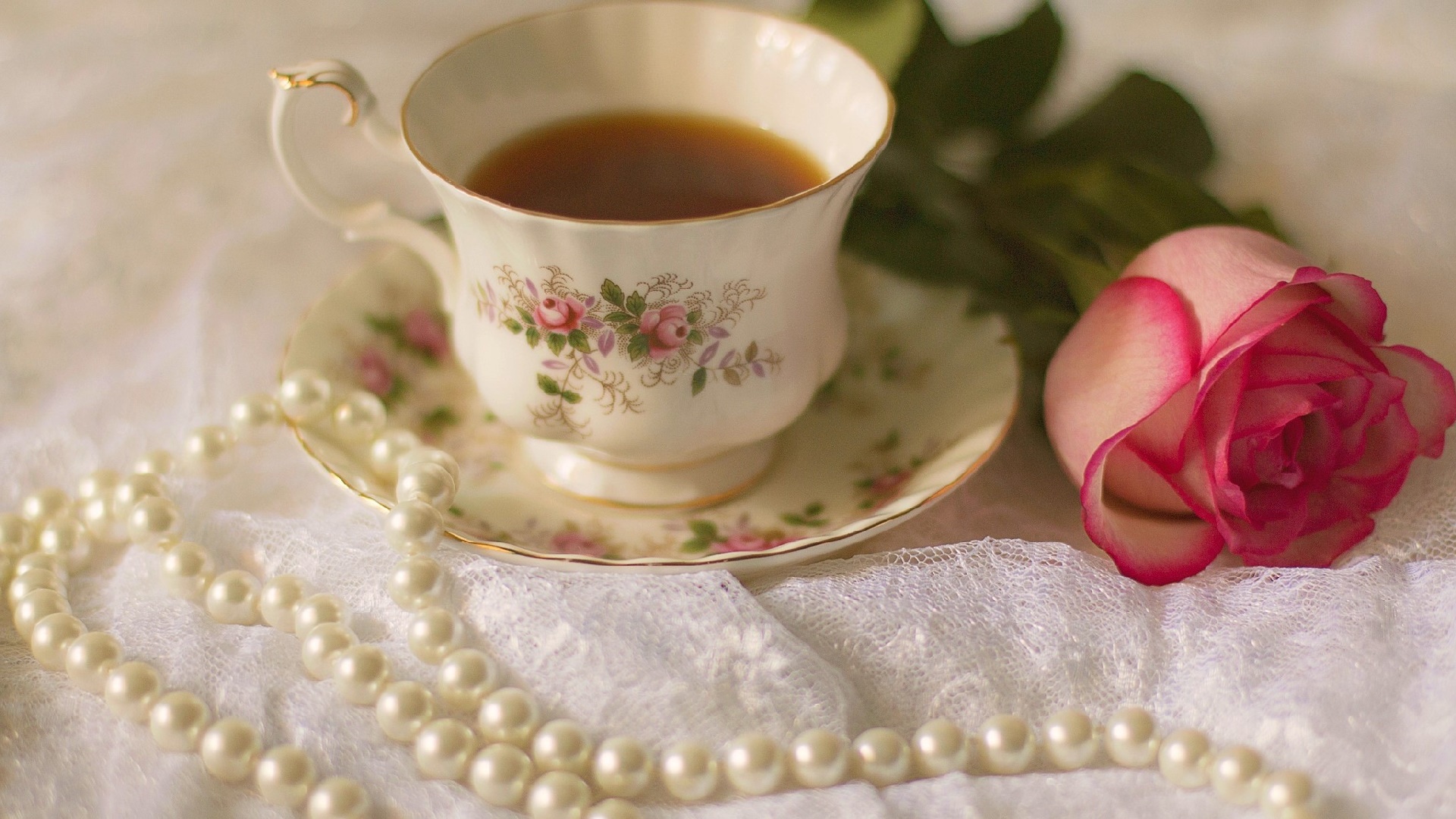 Download mobile wallpaper Still Life, Rose, Pearl, Photography, Teacup for free.