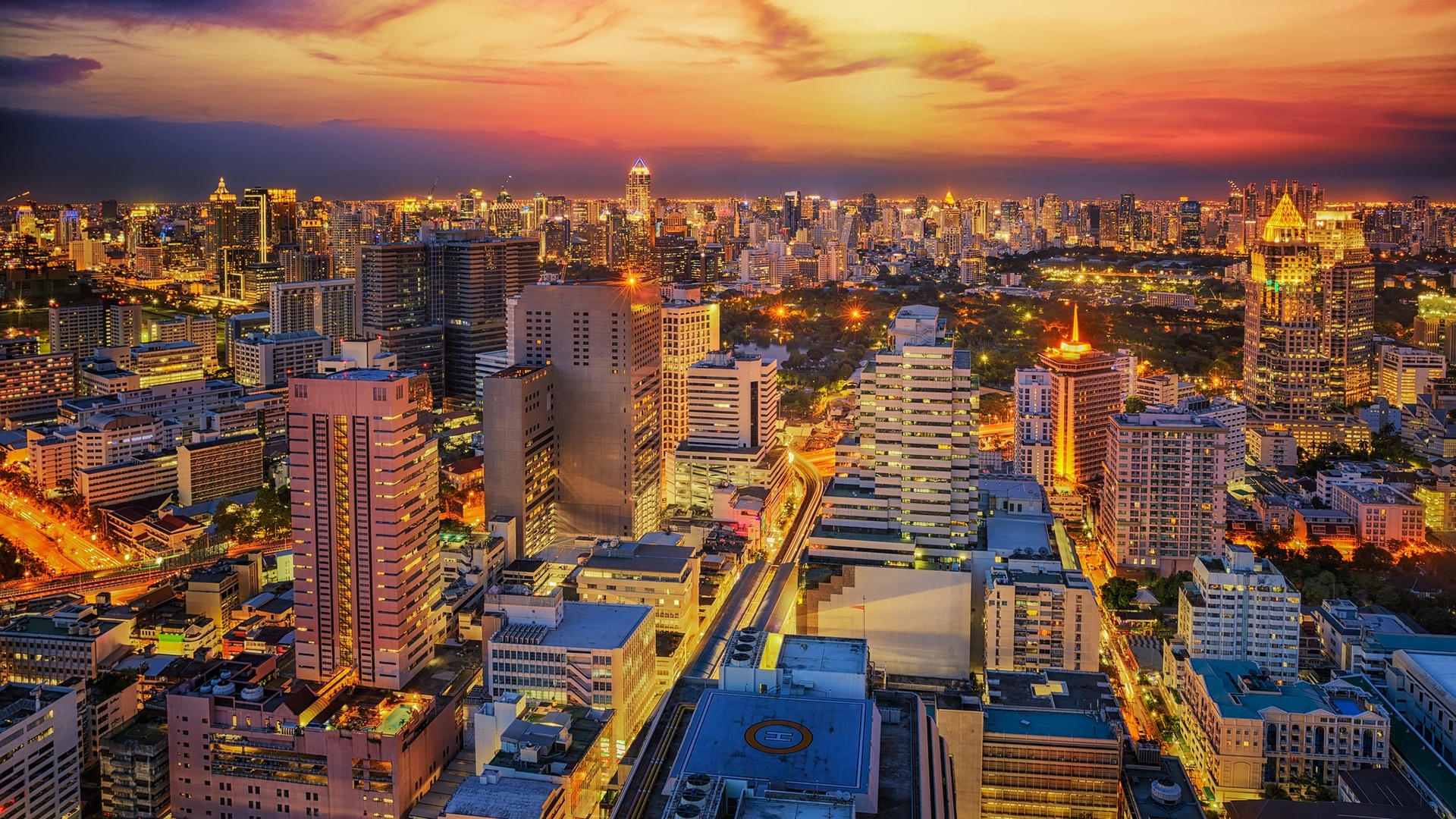Скачать обои бесплатно Города, Ночь, Город, Бангкок, Сделано Человеком картинка на рабочий стол ПК
