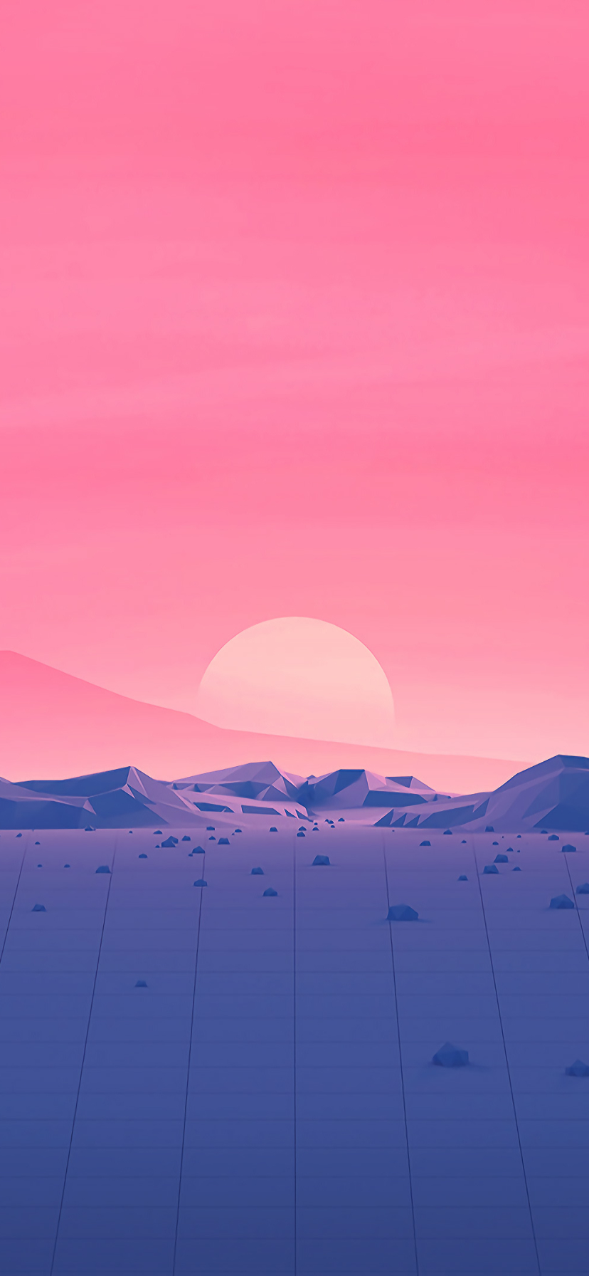 Download mobile wallpaper Mountain, Artistic, Low Poly, Minimalist, Retro Wave for free.