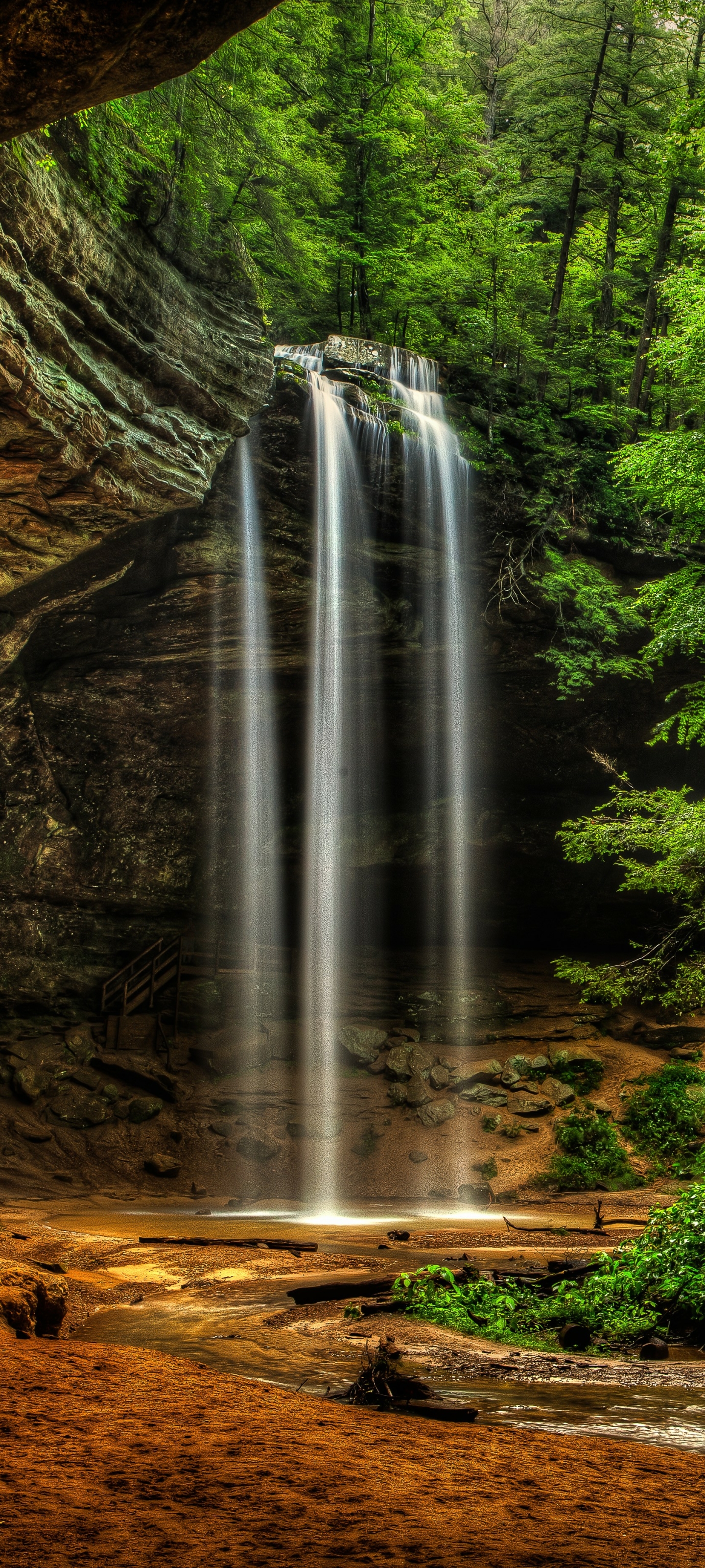 Download mobile wallpaper Waterfalls, Waterfall, Earth, Hdr, Greenery for free.