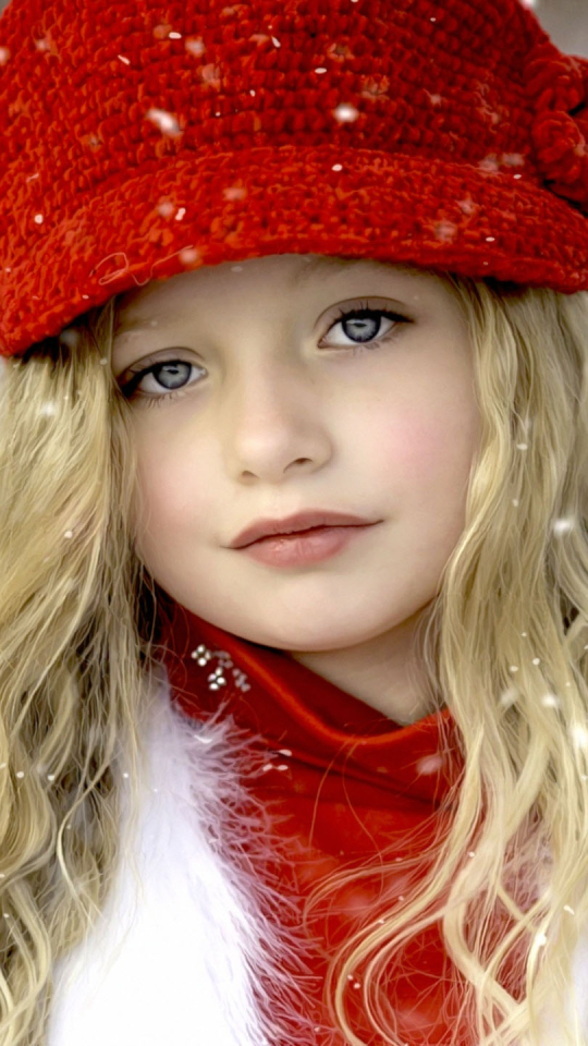 Download mobile wallpaper Child, Blonde, Photography, Snowfall, Blue Eyes, Little Girl for free.