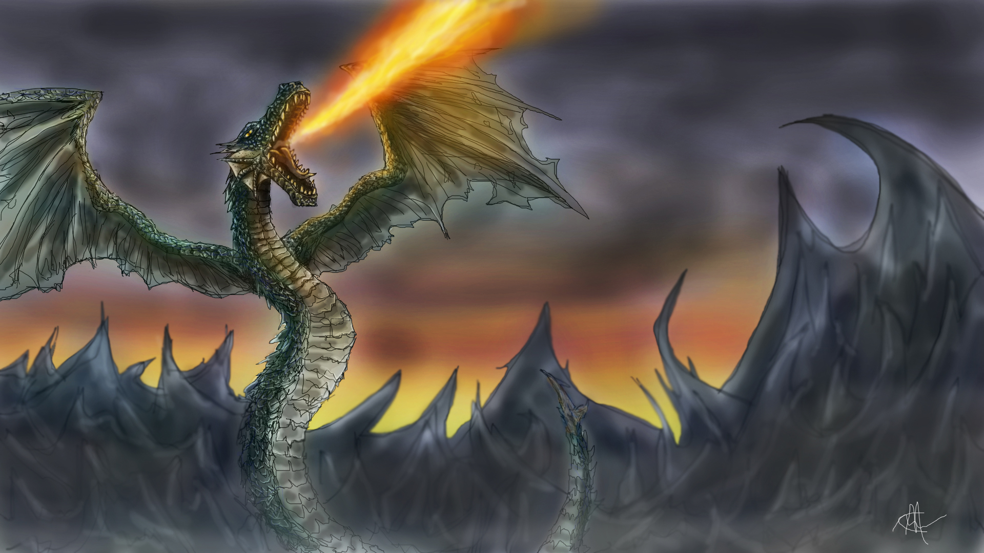 Download mobile wallpaper Snake, Fantasy, Dragon, Fire for free.