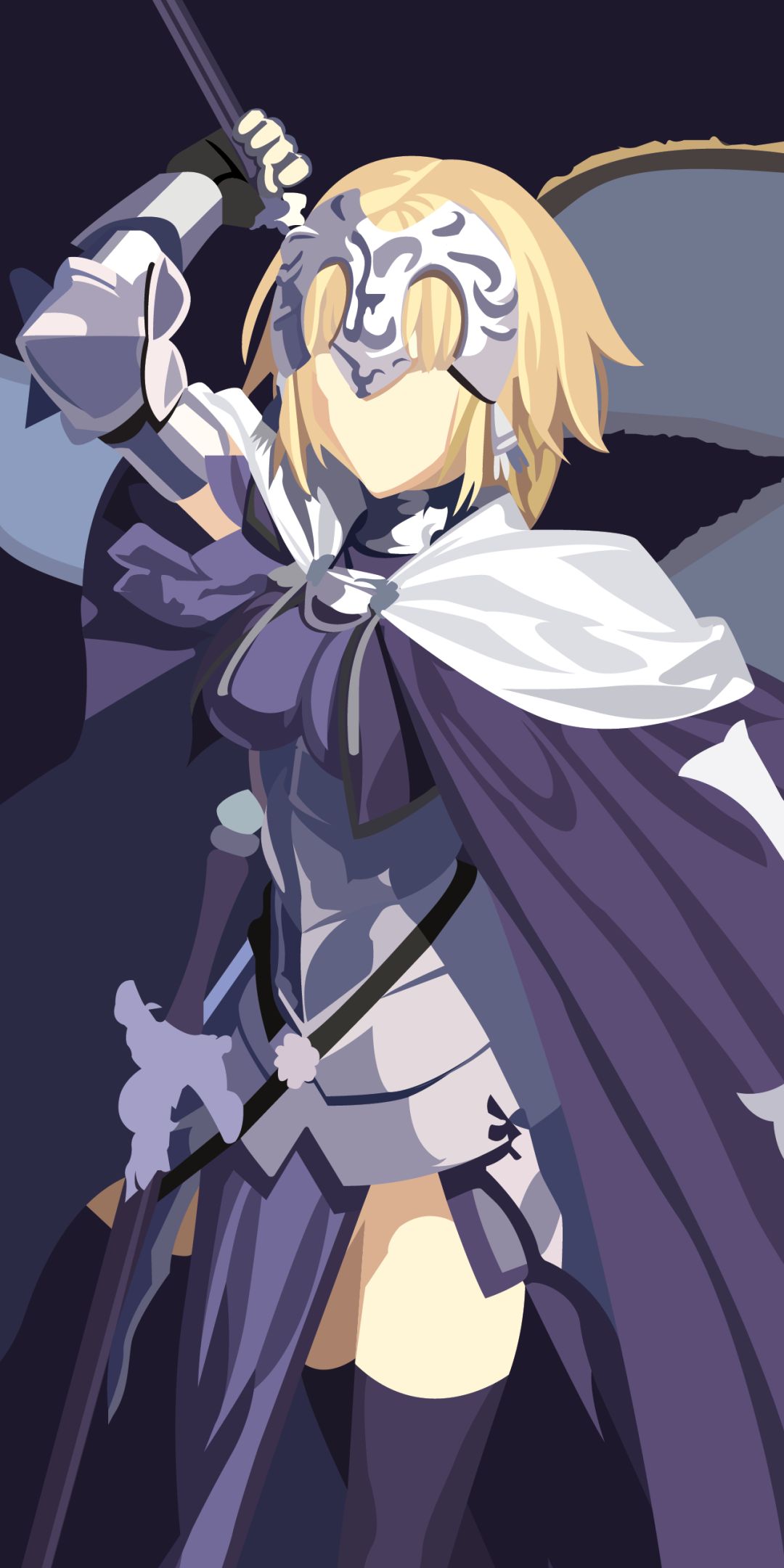 Download mobile wallpaper Anime, Blonde, Cape, Armor, Minimalist, Thigh Highs, Fate (Series), Fate/grand Order, Jeanne D'arc (Fate Series), Fate Series for free.