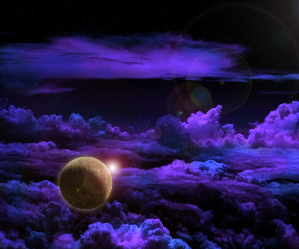 Free download wallpaper Space, Purple, Planet, Artistic, Cloud on your PC desktop