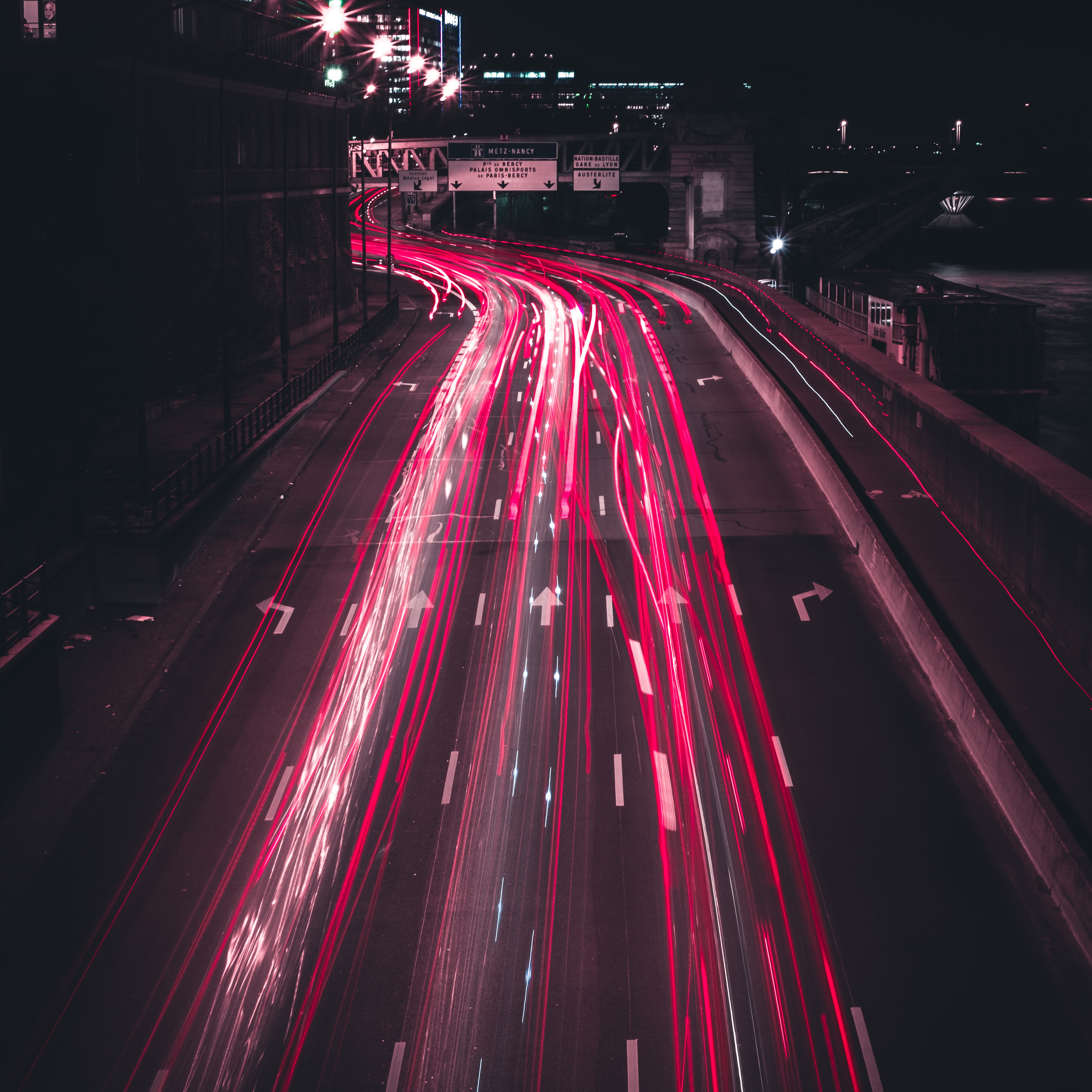 cities, night city, road, traffic, movement, long term exposure, direction