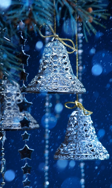 Download mobile wallpaper Night, Christmas, Holiday, Bell, Christmas Ornaments for free.