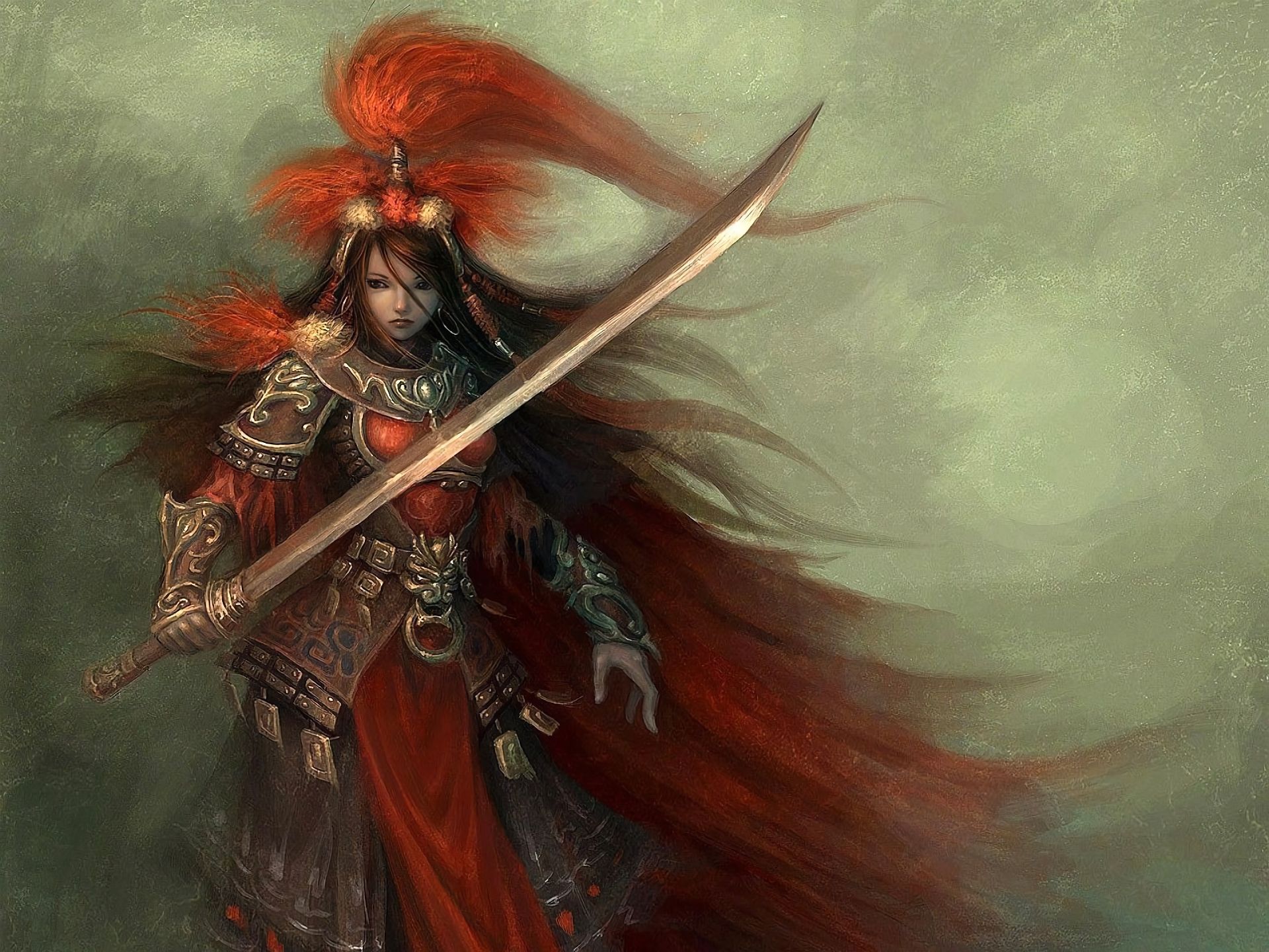 Download mobile wallpaper Fantasy, Warrior, Armor, Katana, Women Warrior for free.