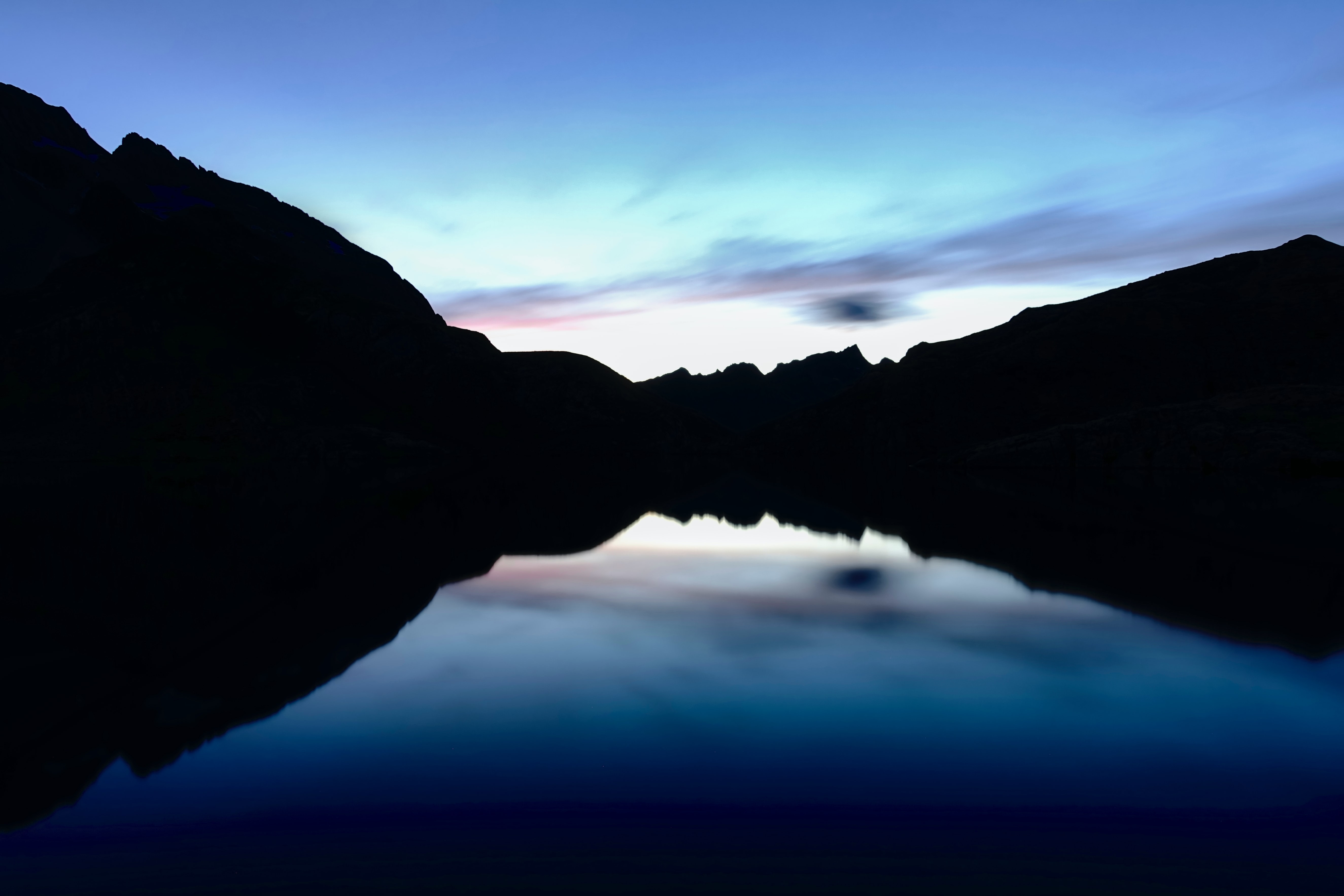Free download wallpaper Lake, Dark, Silhouette, Hills, Mountains on your PC desktop