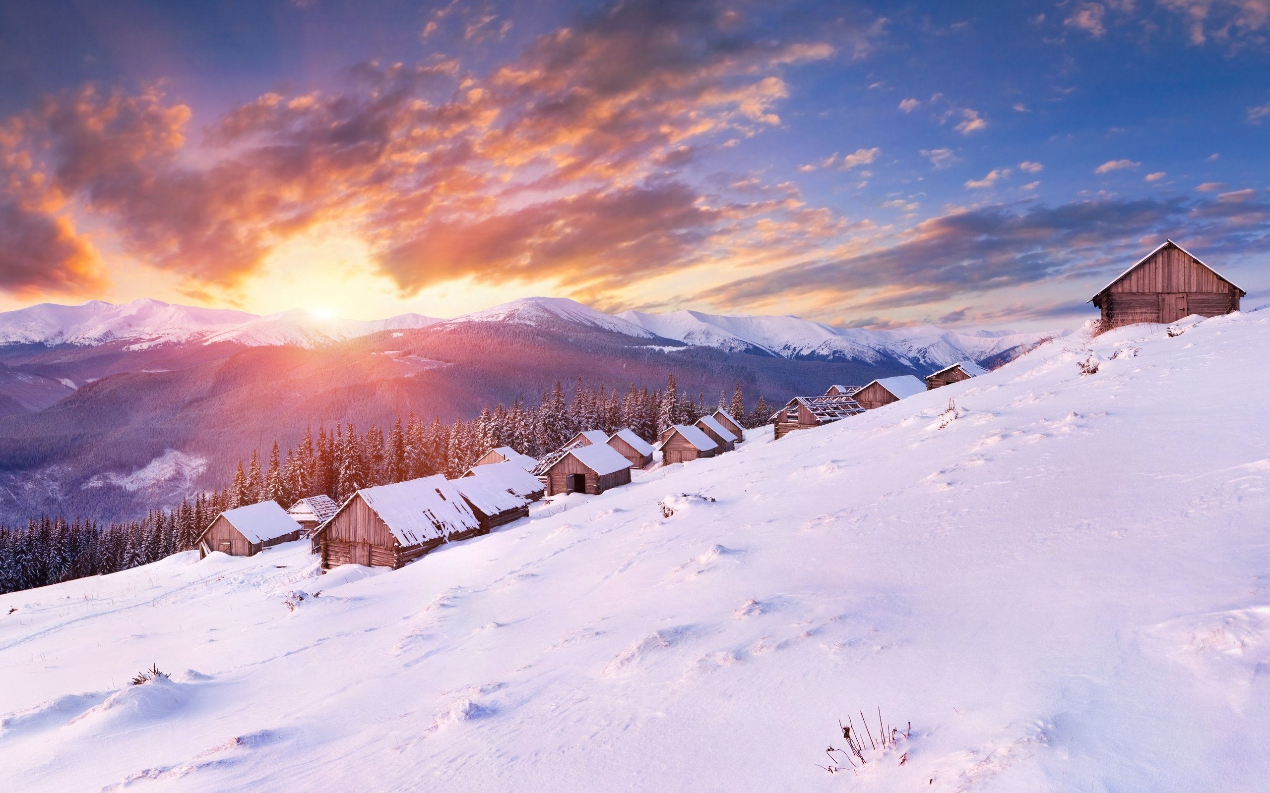Скачать обои бесплатно Горы, Пейзаж, Зима картинка на рабочий стол ПК