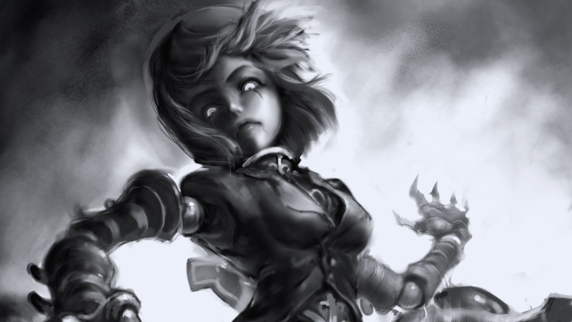 Download mobile wallpaper League Of Legends, Monochrome, Video Game, Orianna (League Of Legends) for free.