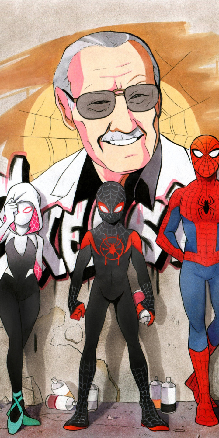 Download mobile wallpaper Spider Man, Movie, Miles Morales, Stan Lee, Spider Gwen, Spider Man: Into The Spider Verse for free.