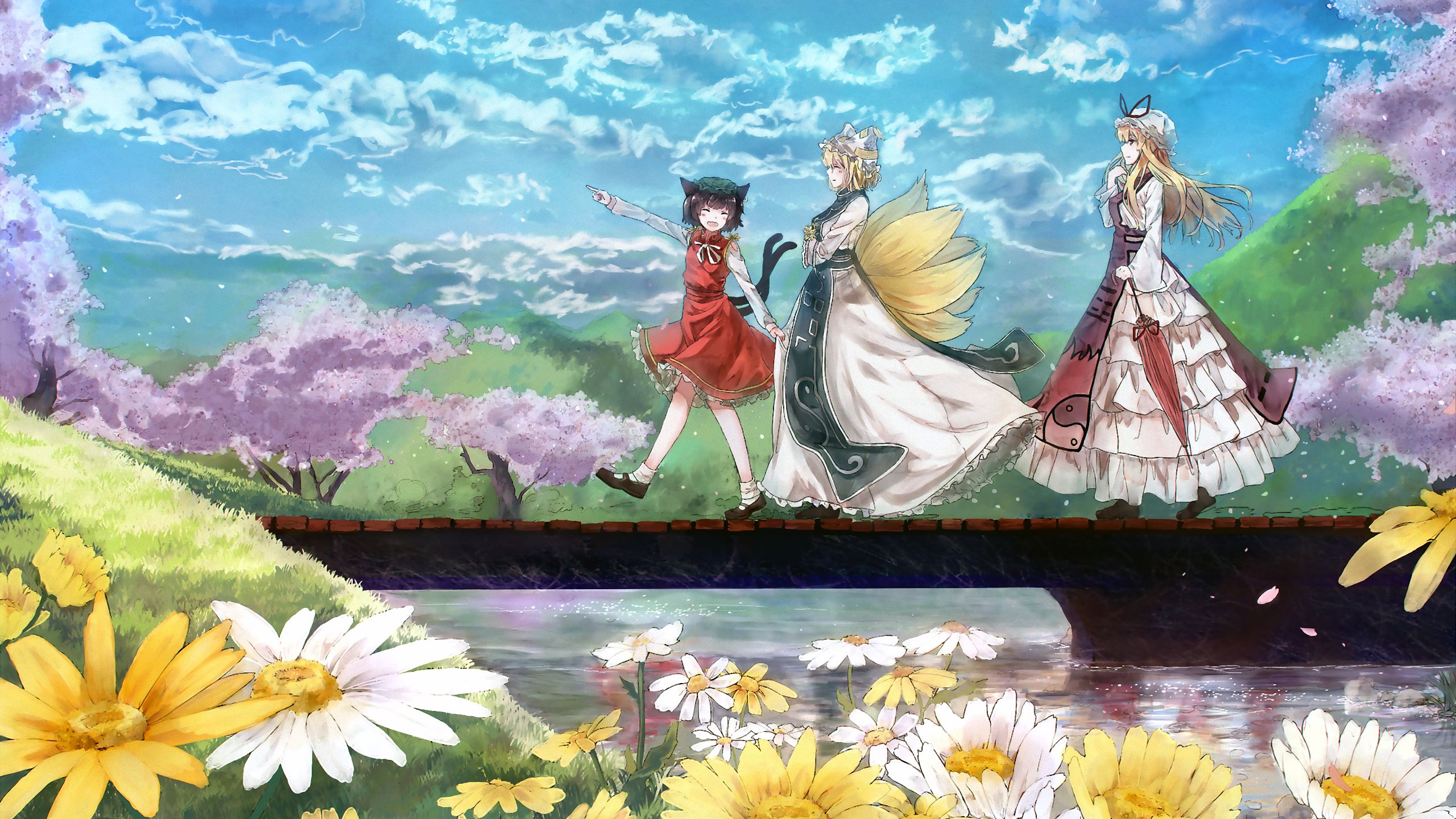 Descarga gratuita de fondo de pantalla para móvil de Animado, Touhou, Yukari Yakumo, Corrió Yakumo, Chen (Touhou).