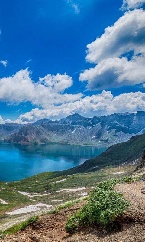 無料モバイル壁紙風景, 湖, 山, 青い, 地球をダウンロードします。