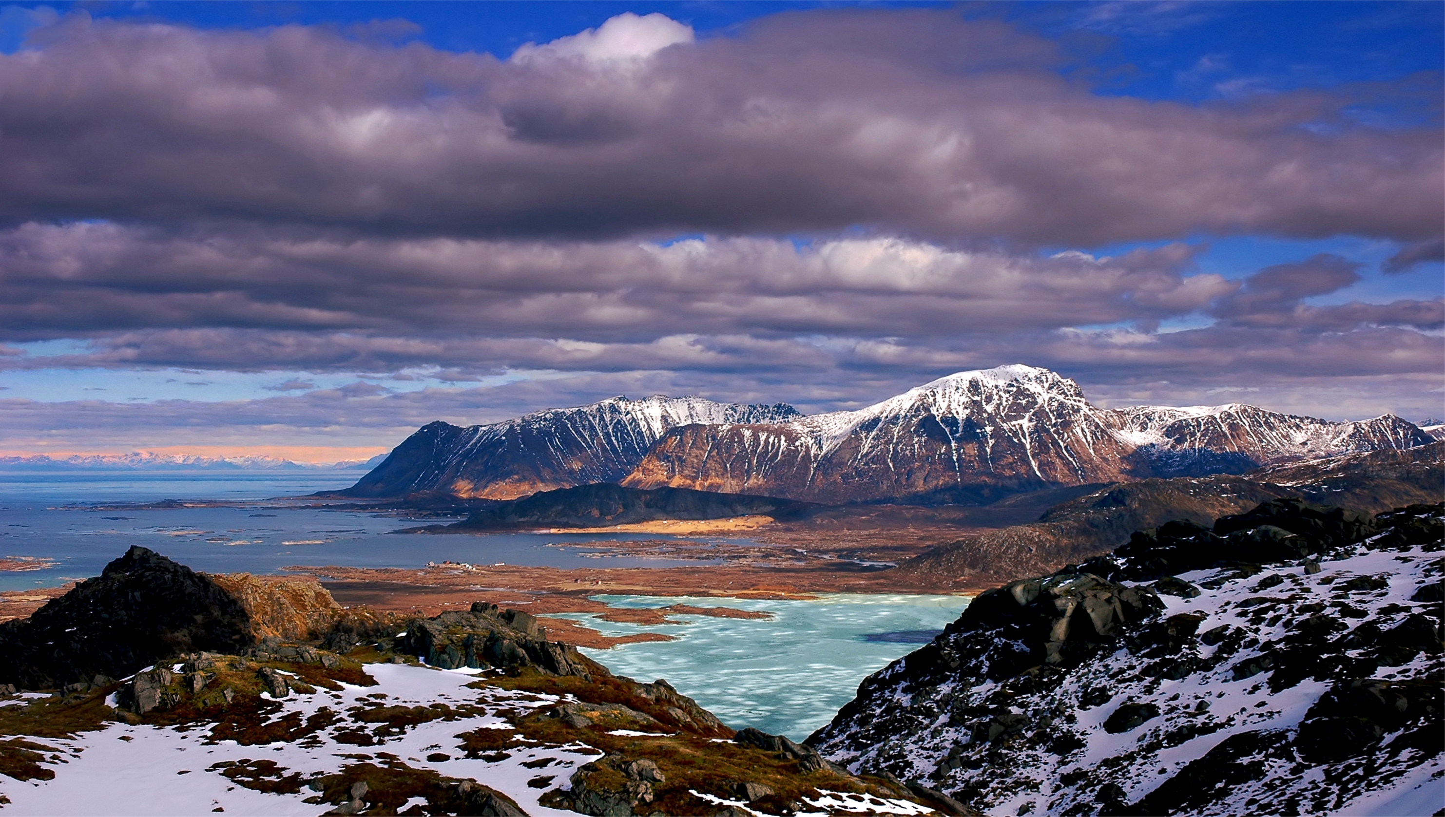 PCデスクトップに風景, 自然, スカイ, 山脈, 雲, トップス, 頂点, 雪, 景色画像を無料でダウンロード