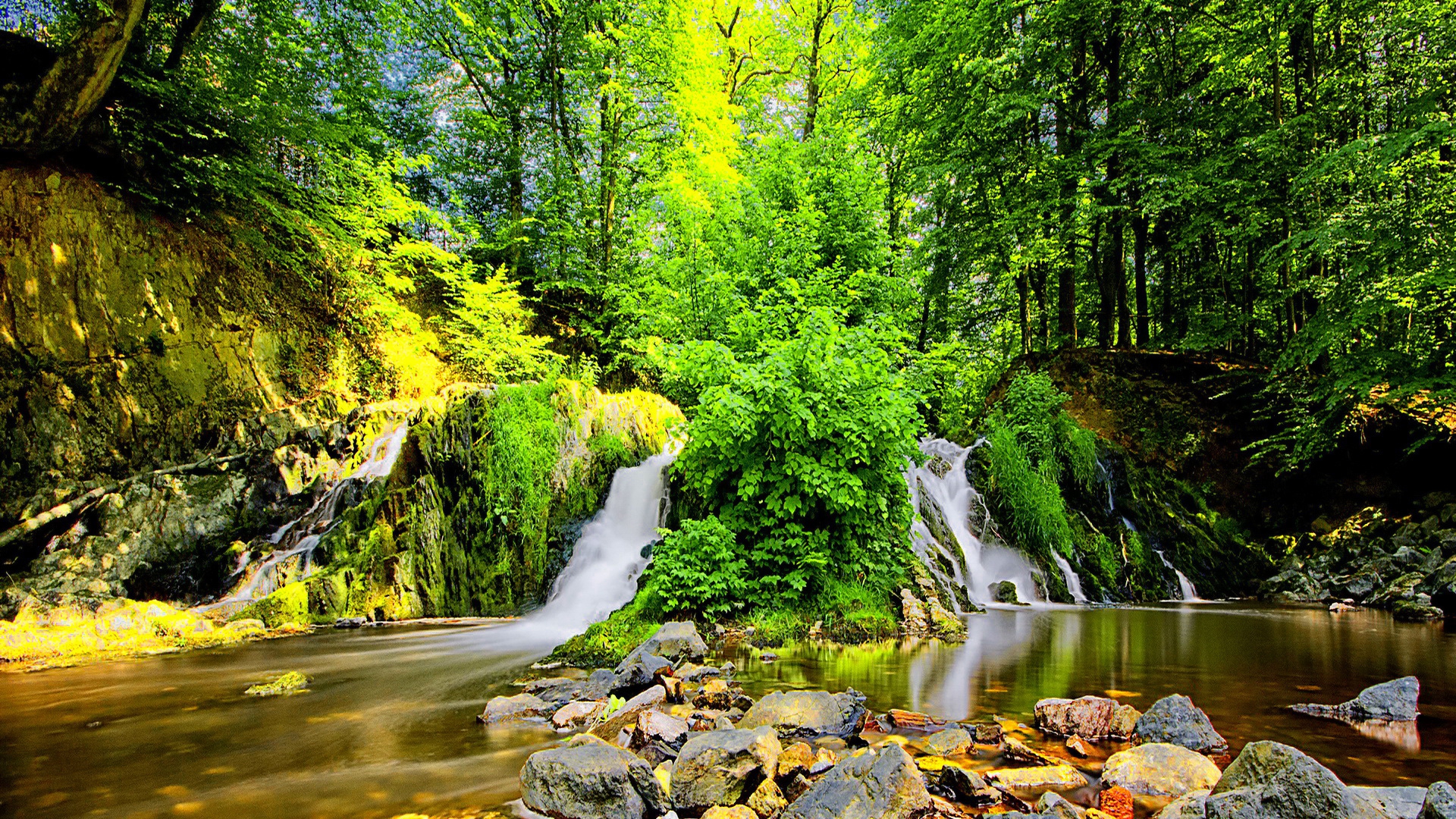 Download mobile wallpaper Waterfall, Waterfalls, Forest, Nature, Earth for free.