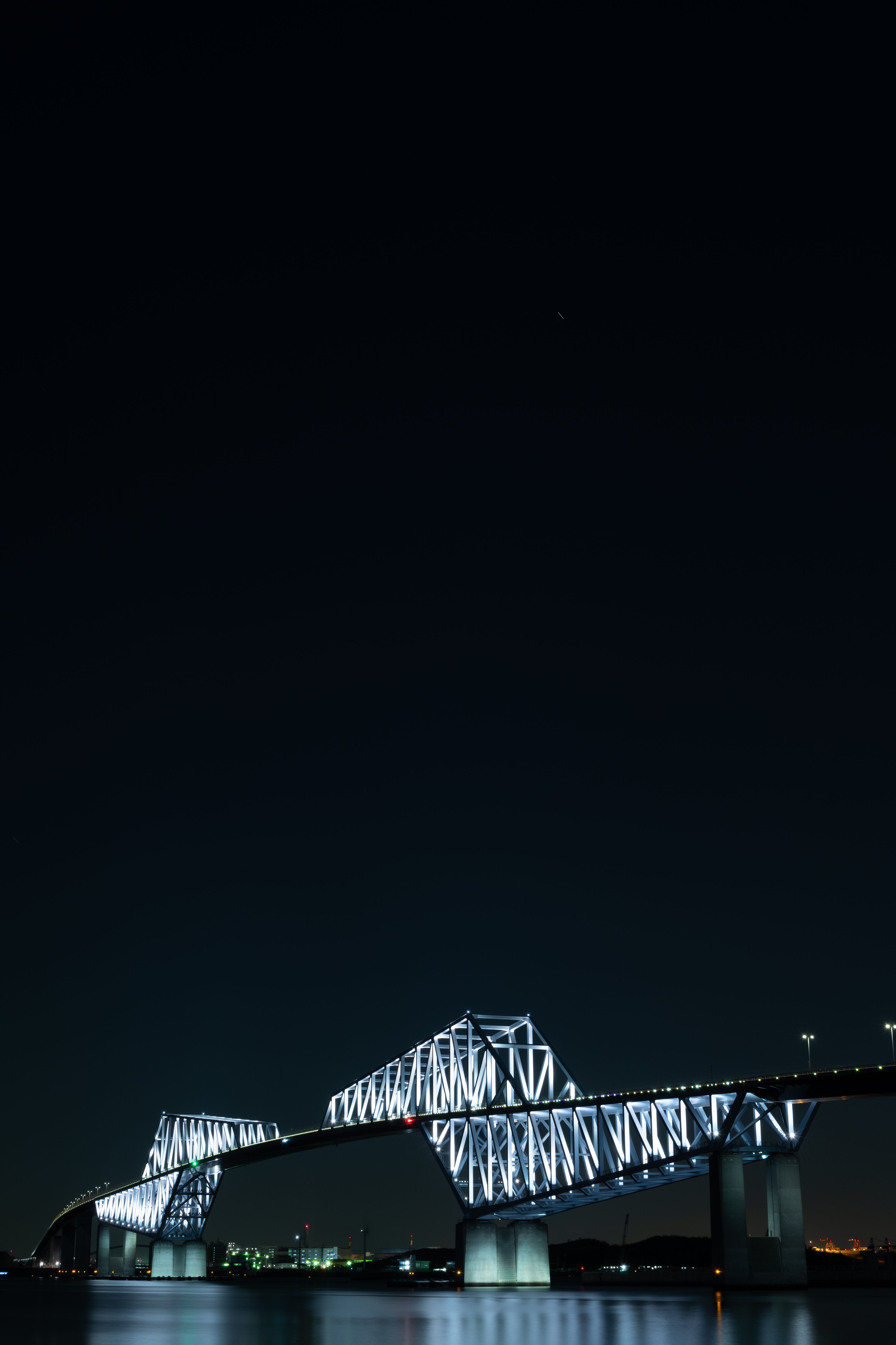 Скачать обои бесплатно Мост, Залив, Токио, Города, Ночной Город, Подсветка картинка на рабочий стол ПК