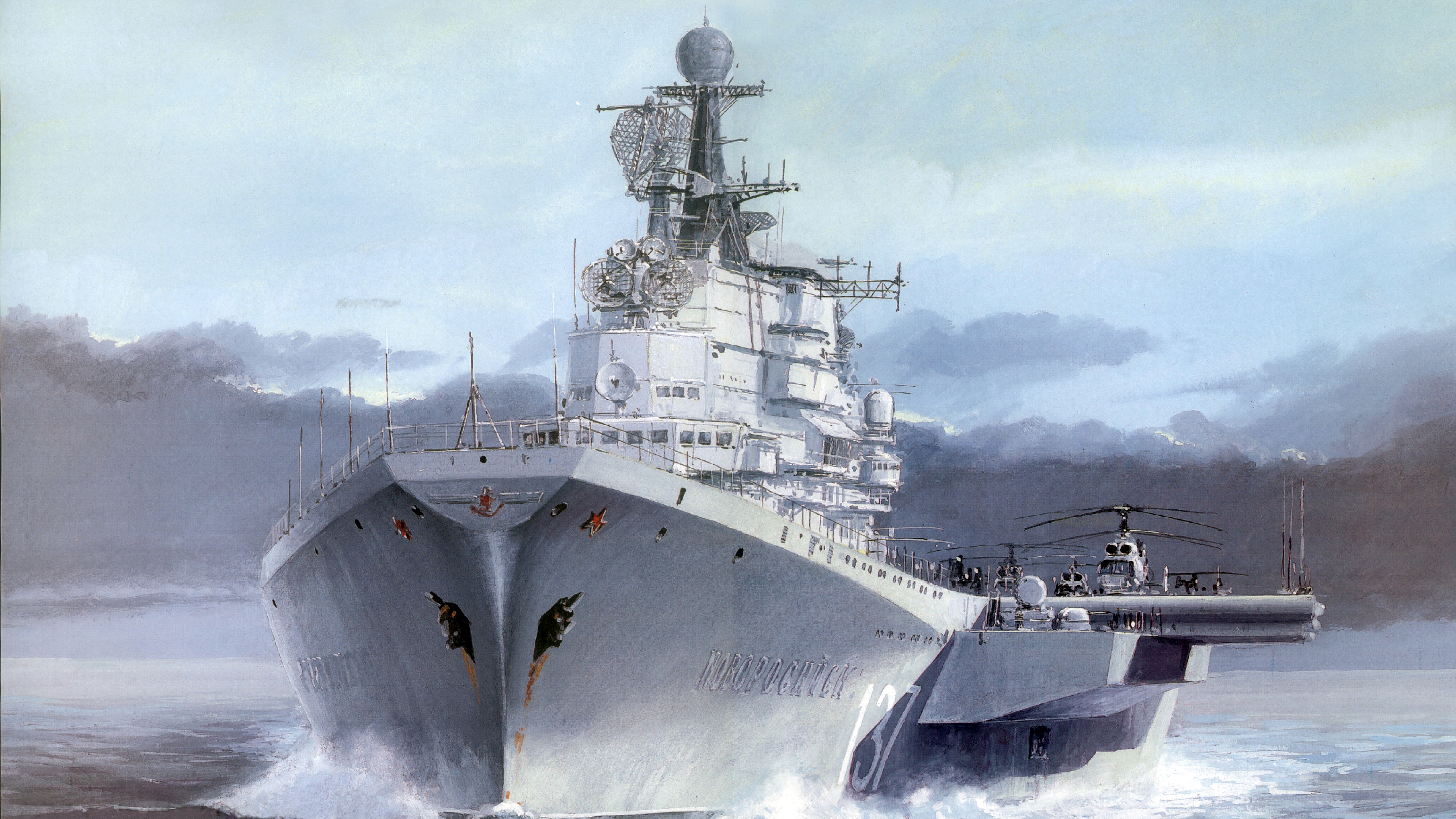 336897壁紙のダウンロード軍隊, ロシア海軍, 空母, ソ連空母ノヴォロシースク, 軍艦-スクリーンセーバーと写真を無料で