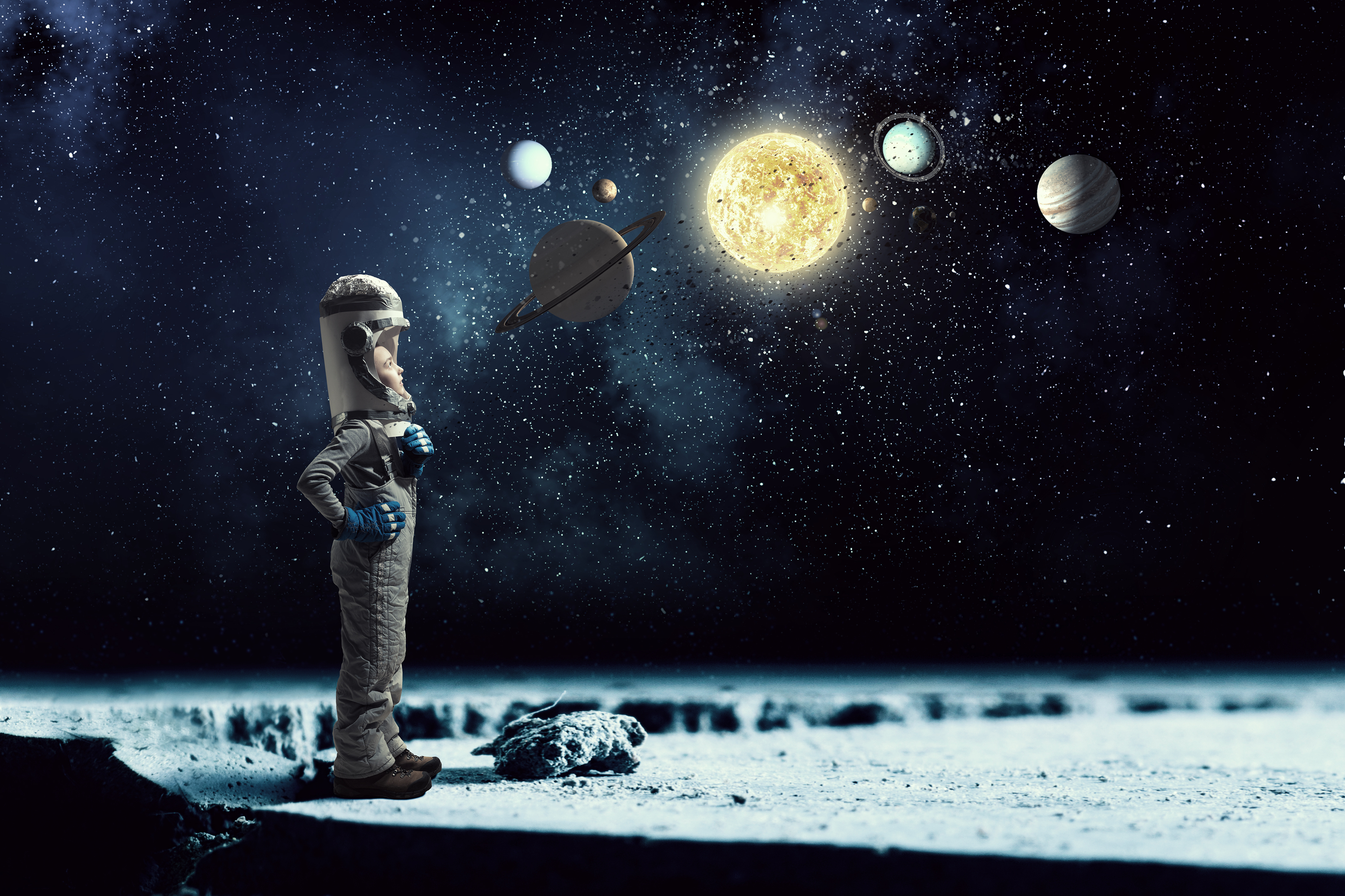 798180 скачать картинку солнечная система, научная фантастика, ребёнок - обои и заставки бесплатно