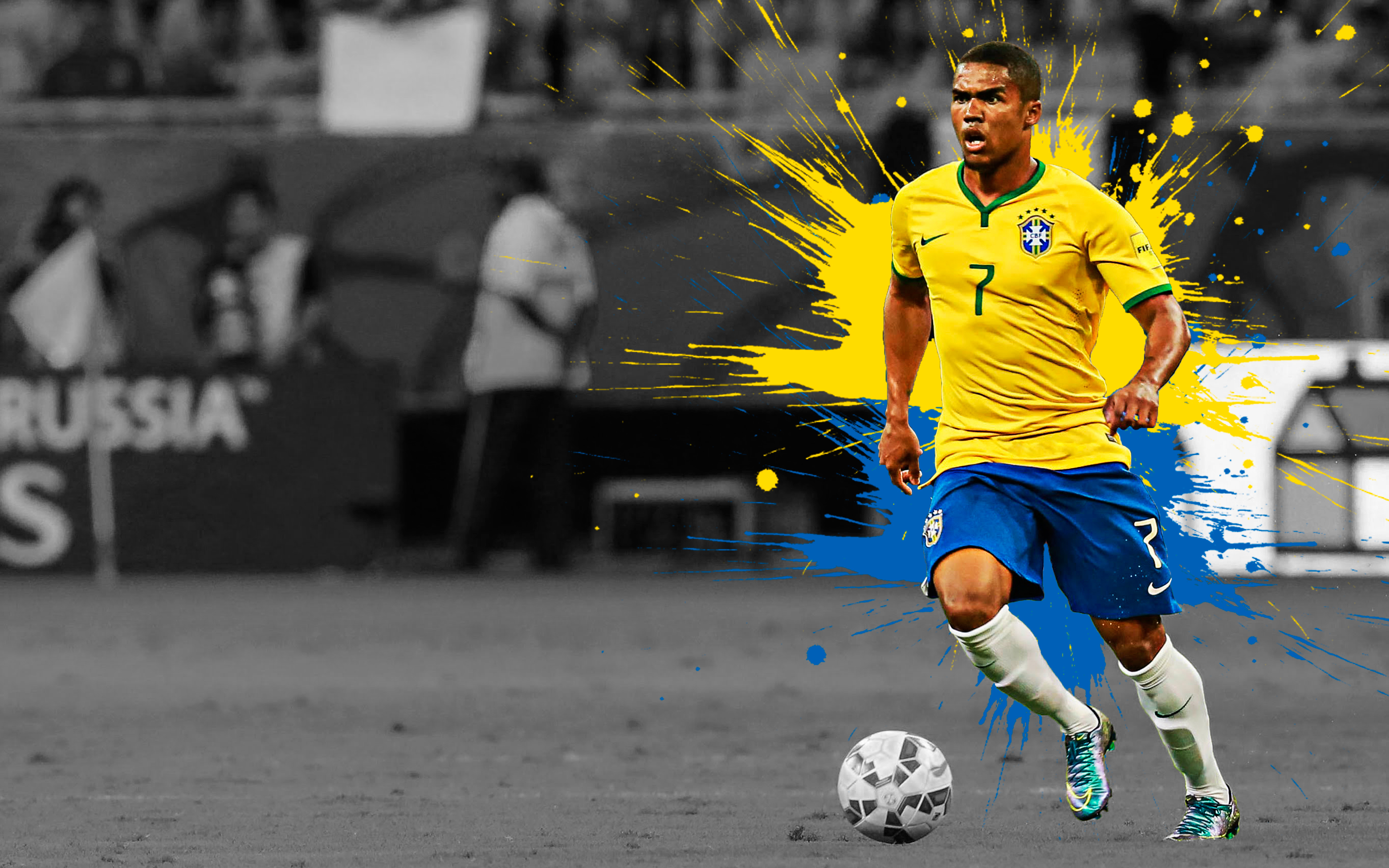 Free download wallpaper Sports, Soccer, Douglas Costa, Brazil National Football Team on your PC desktop