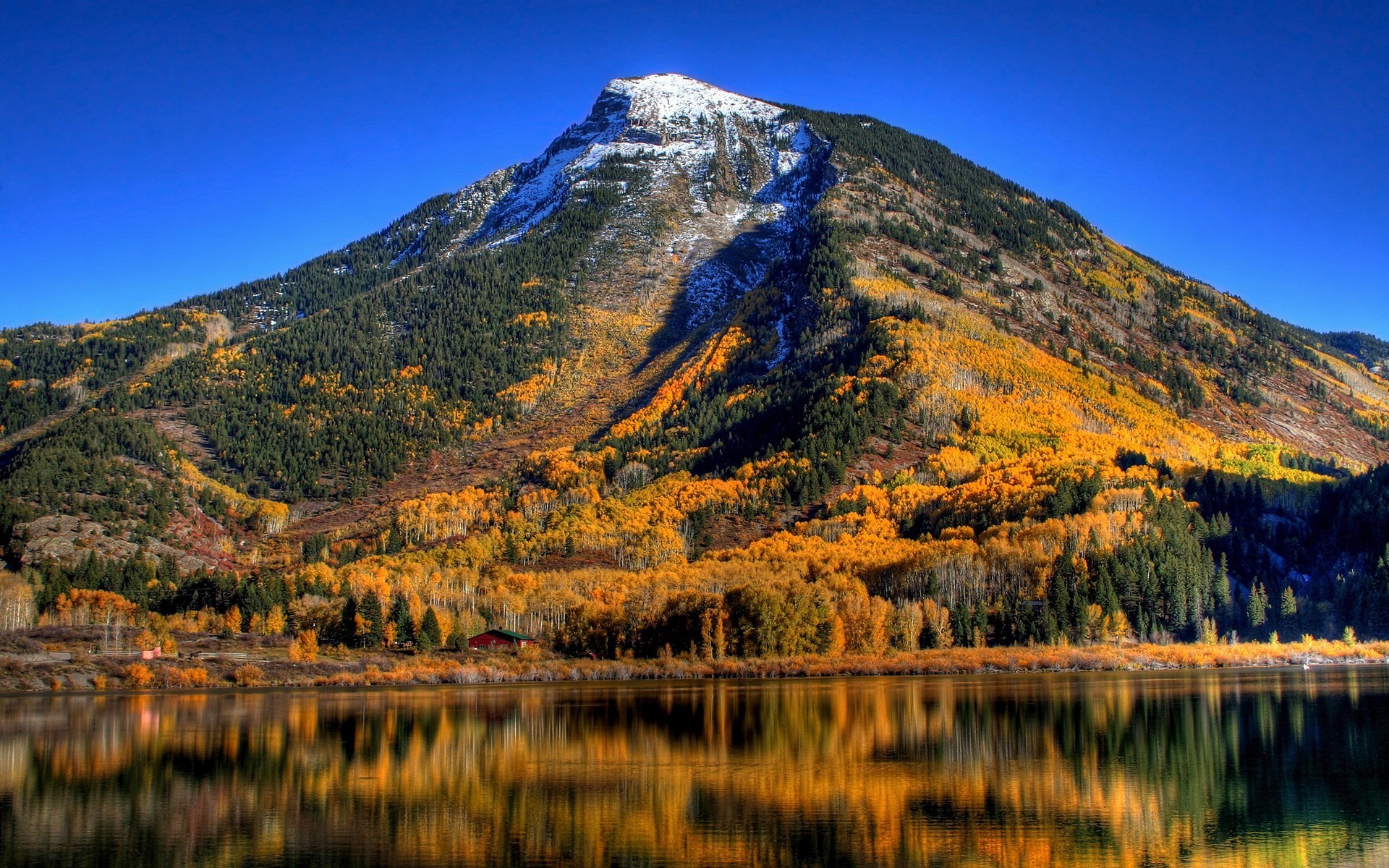 無料モバイル壁紙山脈, 湖, 風景, 秋をダウンロードします。