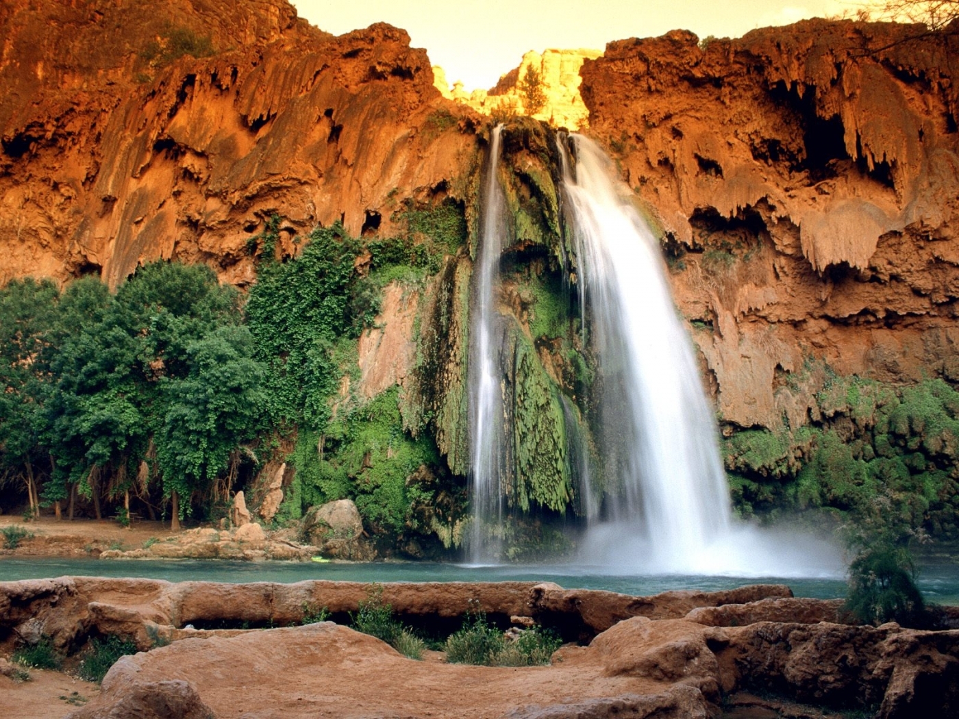 waterfalls, landscape, mountains cellphone
