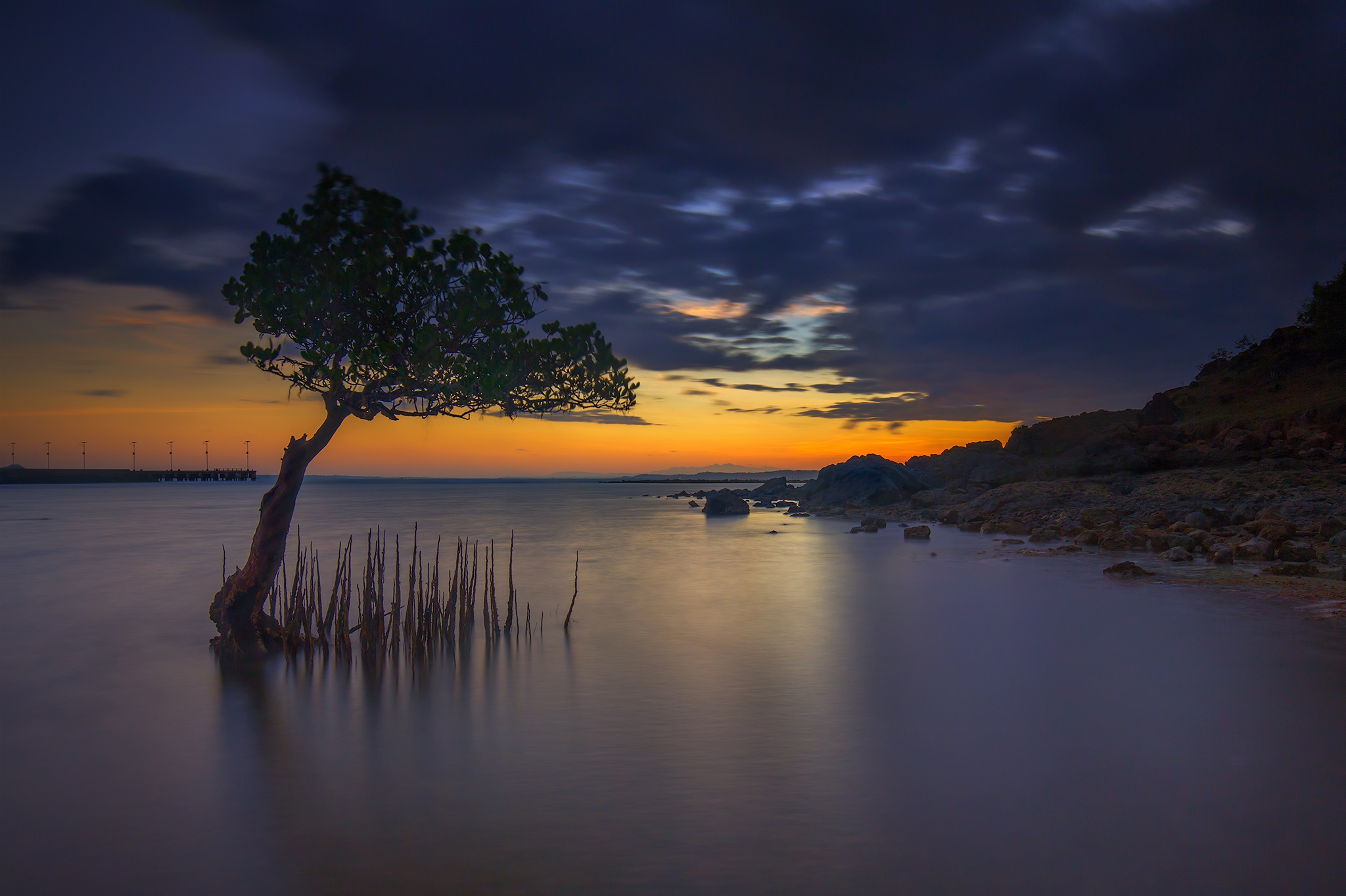 Download mobile wallpaper Trees, Sunset, Sea, Tree, Earth, Cloud, Indonesia for free.