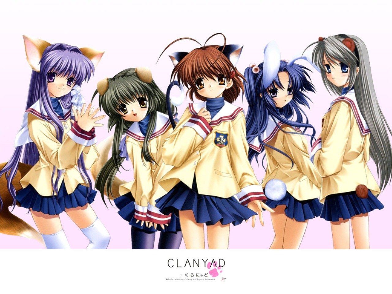 Baixar papel de parede para celular de Anime, Kyou Fujibayashi, Clannad, Tomoyo Sakagami, Nagisa Furukawa, Kotomi Ichinose, Fuuko Ibuki gratuito.