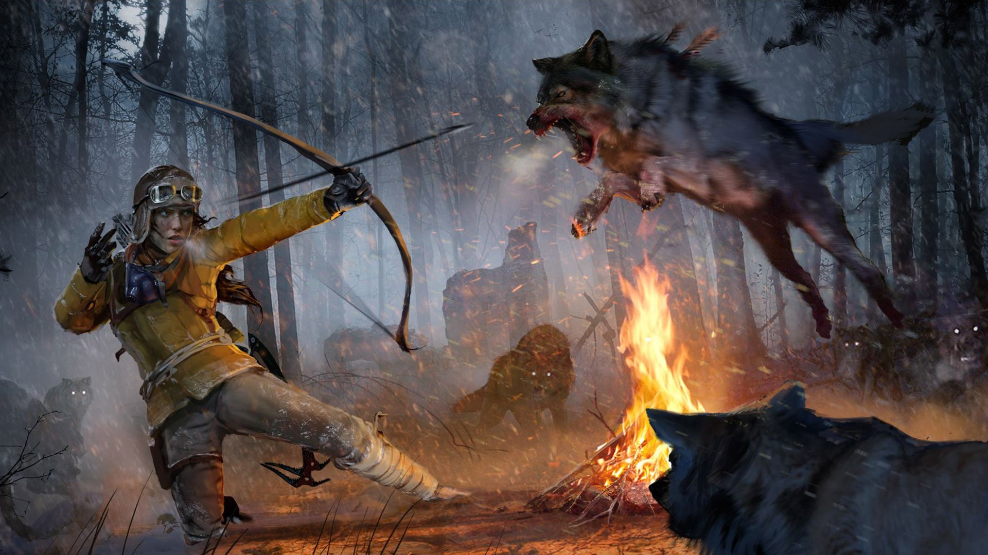 Baixe gratuitamente a imagem Tomb Raider, Lobo, Arco, Arqueiro, Videogame, Lara Croft, Rise Of The Tomb Raider na área de trabalho do seu PC