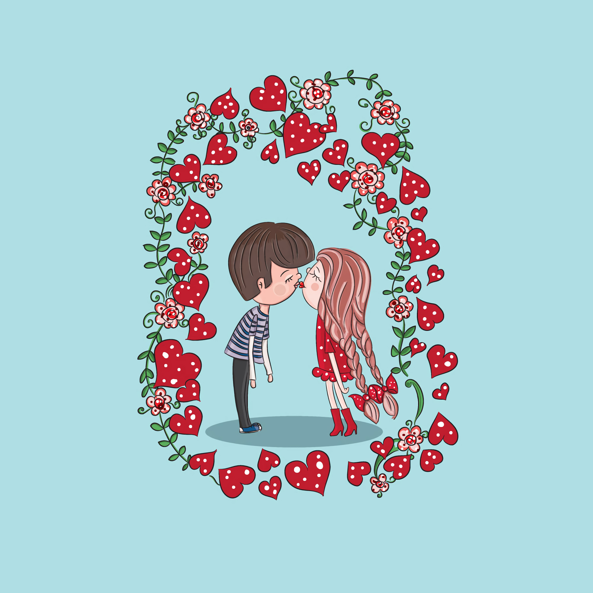 Download mobile wallpaper Pair, Art, Couple, Kiss, Love for free.