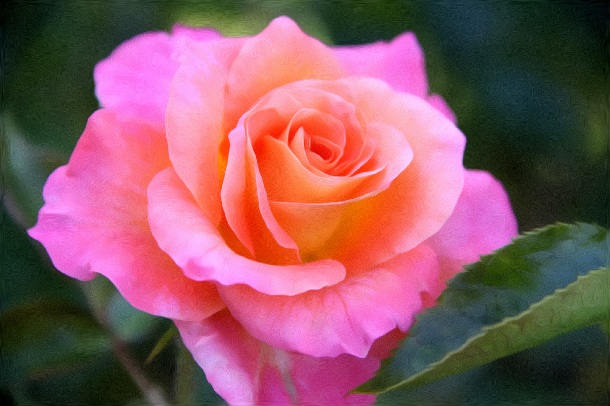 377368 скачать обои розовый цветок, крупный план, природа, роза, земля/природа, цветок, масляные краски, флауэрсы - заставки и картинки бесплатно