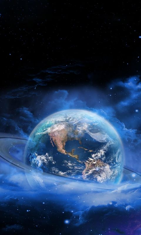 無料モバイル壁紙青い, 地球, スペース, Sf, 星, クラウド, 惑星リングをダウンロードします。