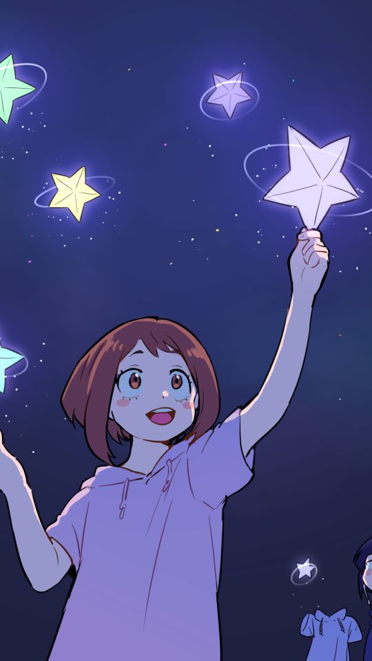 Handy-Wallpaper Sterne, Nacht, Animes, Boku No Hero Academia, Ochaco Uraraka kostenlos herunterladen.