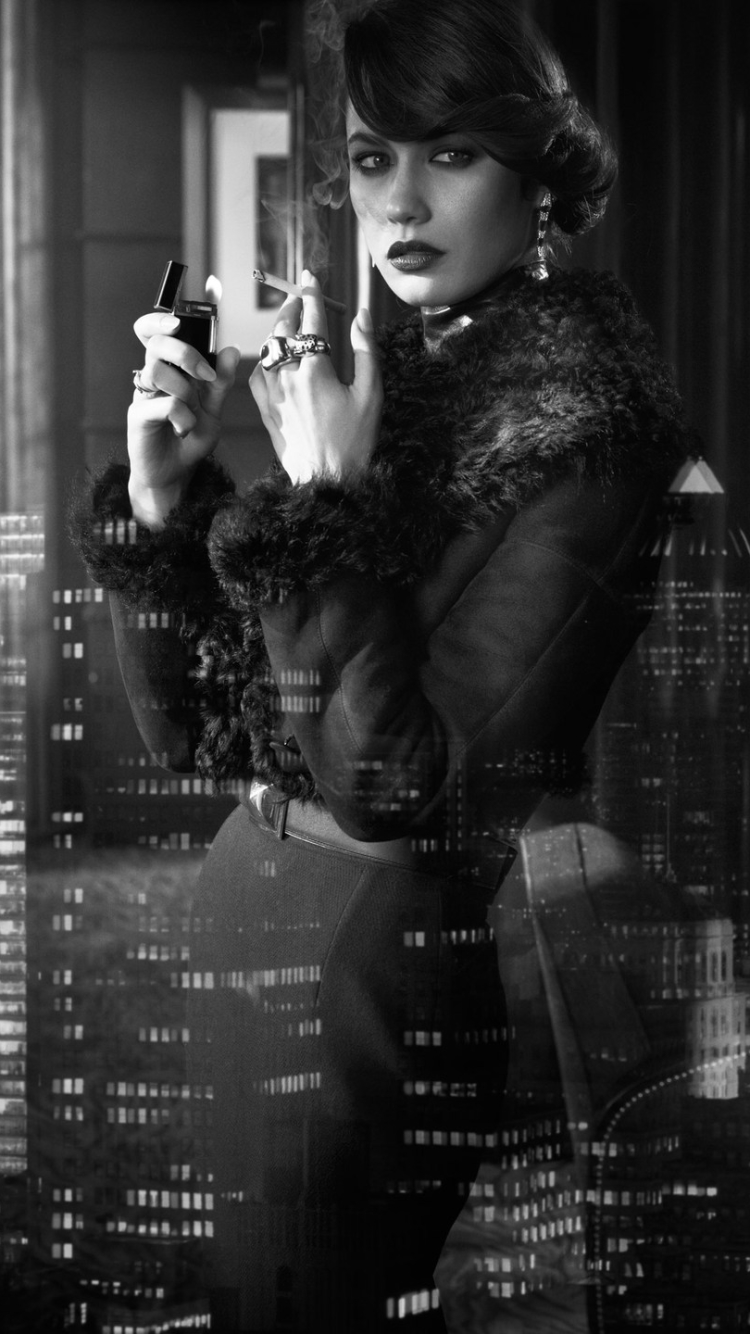 Download mobile wallpaper Celebrity, Black & White, Actress, Lipstick, Olga Kurylenko, French, Smoking for free.