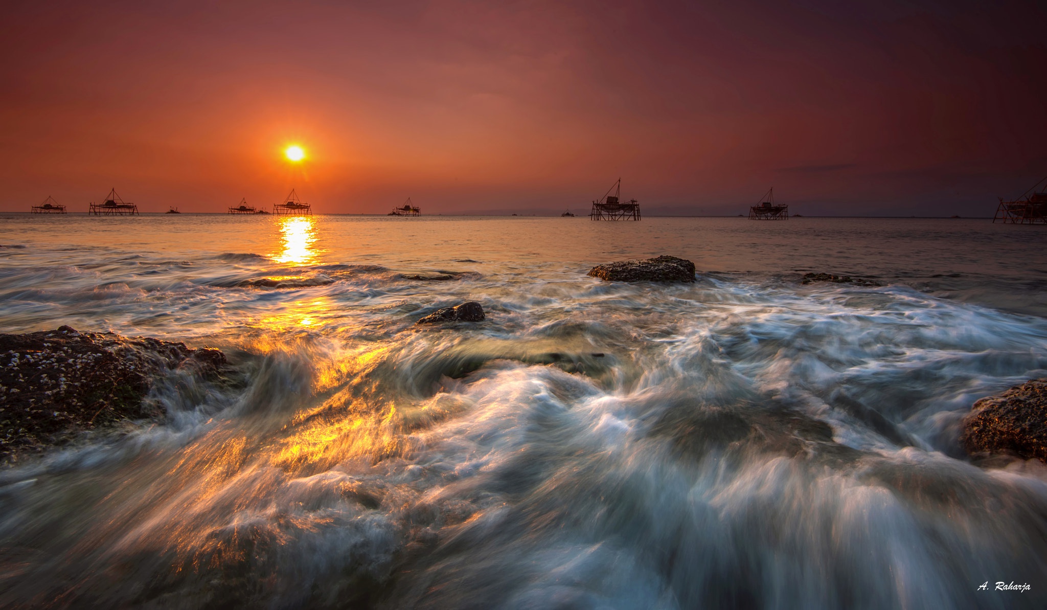Free download wallpaper Sunset, Sky, Sea, Stone, Indonesia, Photography, Seascape on your PC desktop