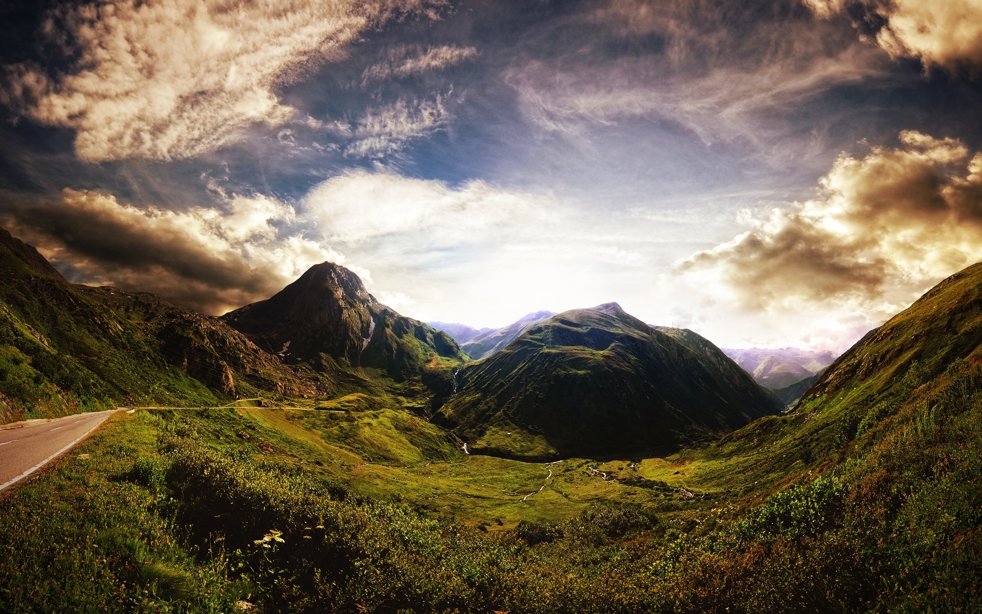 Free download wallpaper Landscape, Mountains, Mountain, Road, Earth, Cloud on your PC desktop