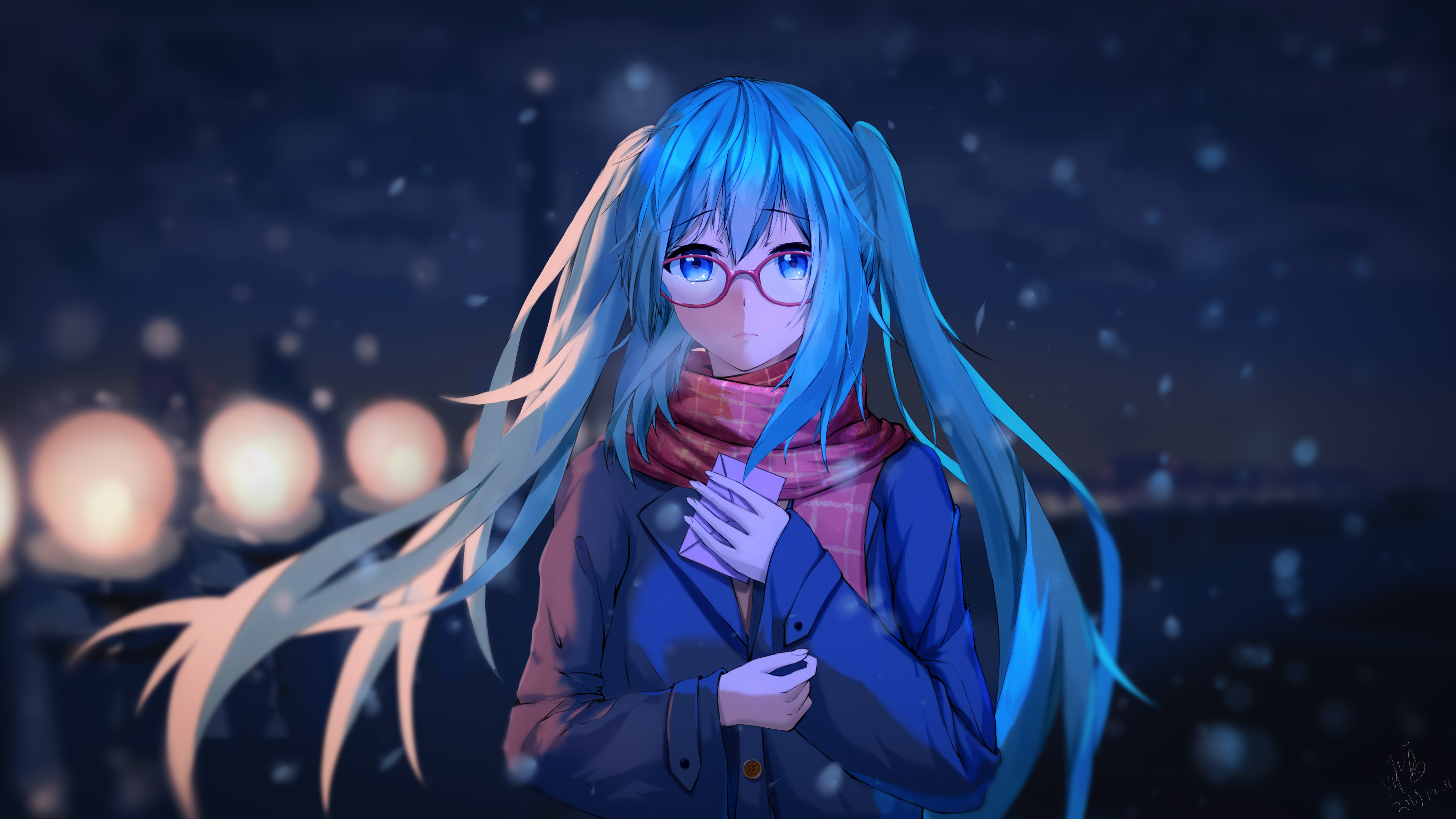 Handy-Wallpaper Vocaloid, Nacht, Blaue Haare, Hatsune Miku, Animes, Lange Haare kostenlos herunterladen.