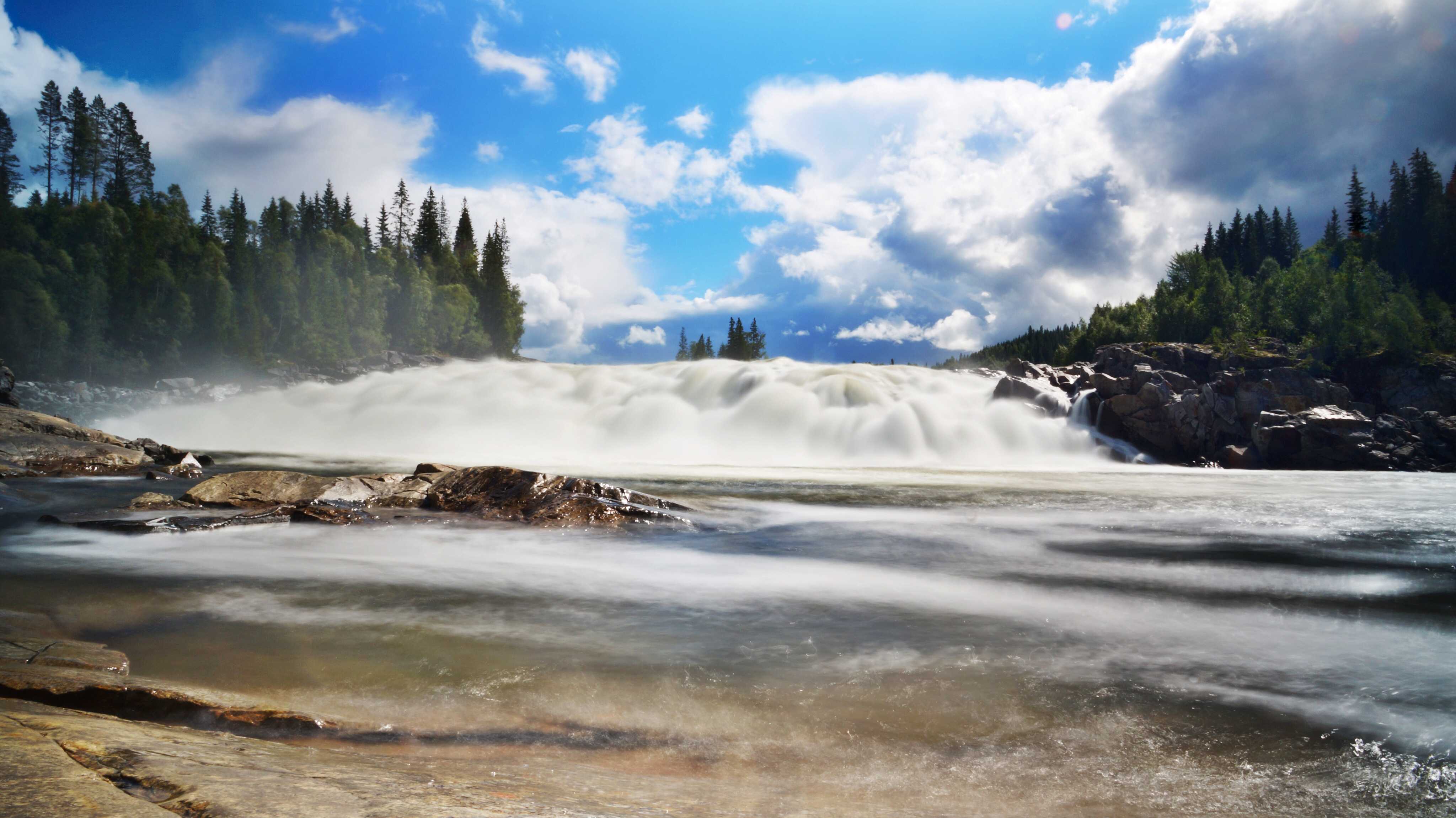 Free download wallpaper Nature, Waterfalls, Waterfall, Earth, Cloud, River on your PC desktop