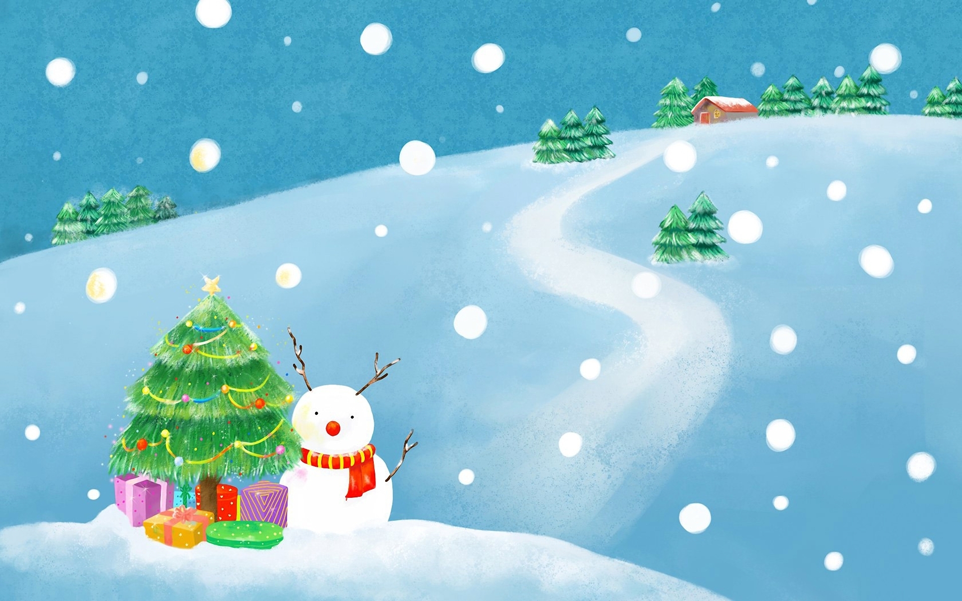Téléchargez des papiers peints mobile Cadeau, Bonhomme De Neige, Noël, Sapin De Noël, Vacances gratuitement.
