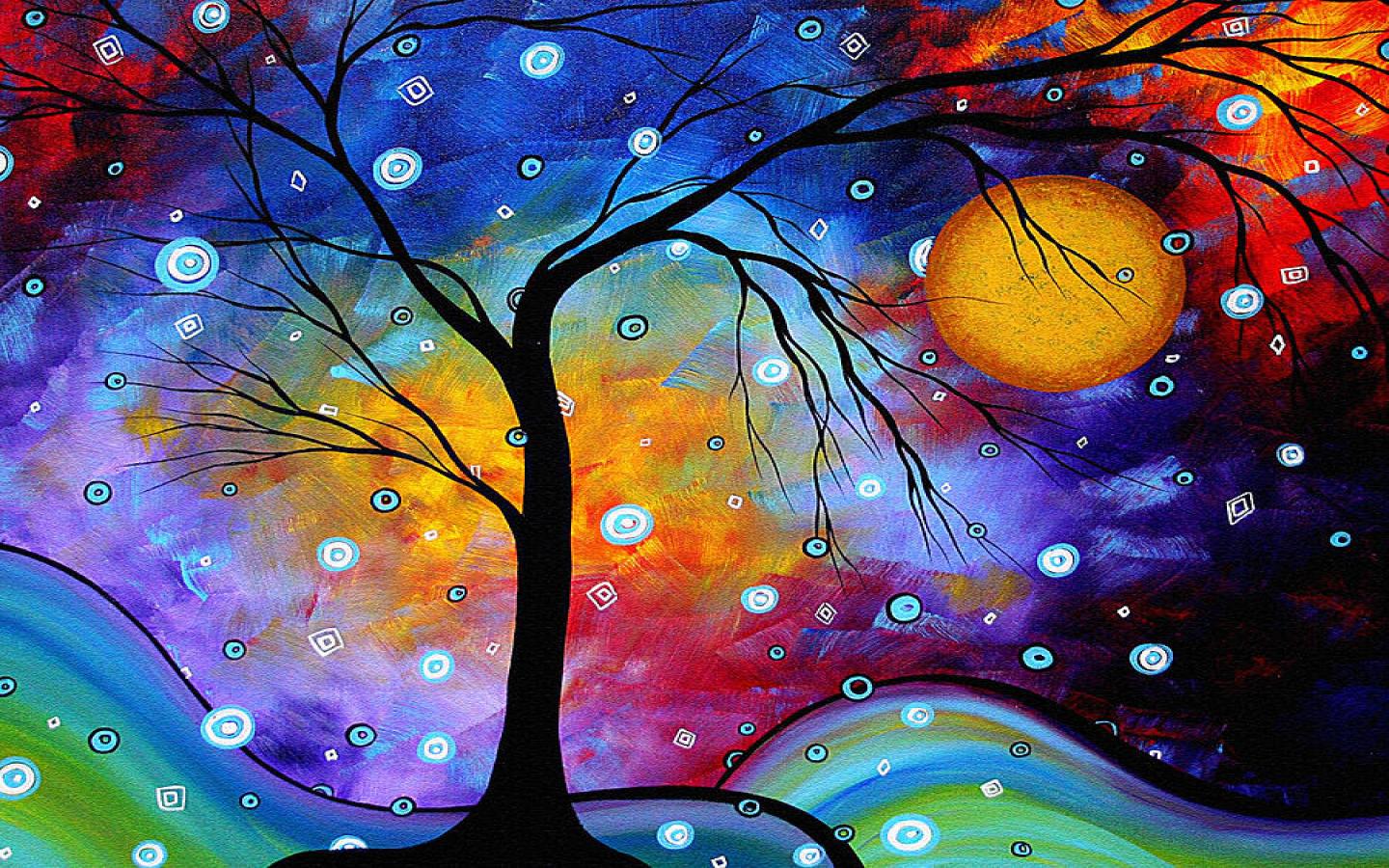 Download mobile wallpaper Tree, Colors, Colorful, Painting, Artistic for free.